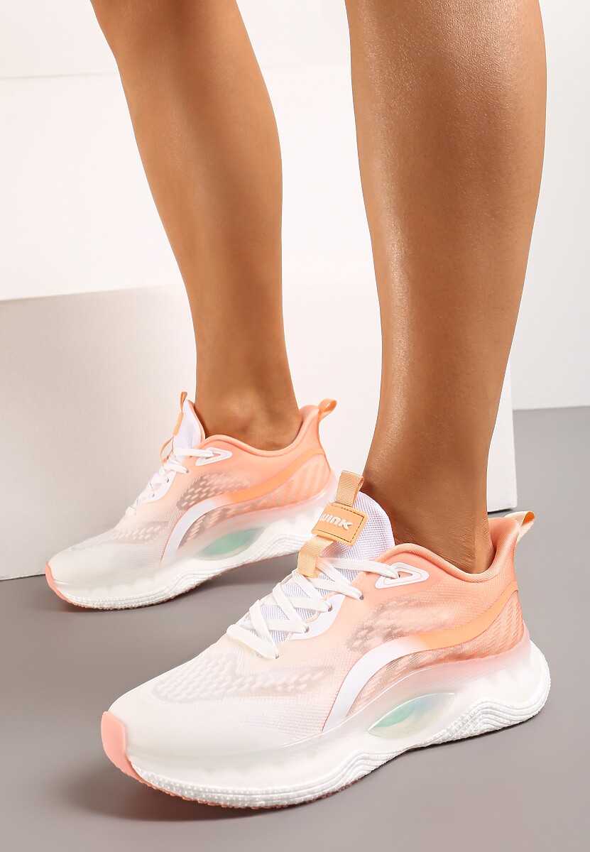 Biało-Pomarańczowe Buty Sportowe Sneakersy ze Sznurowaniami na Podeszwie Typu Air Przed Kostkę Jotesa