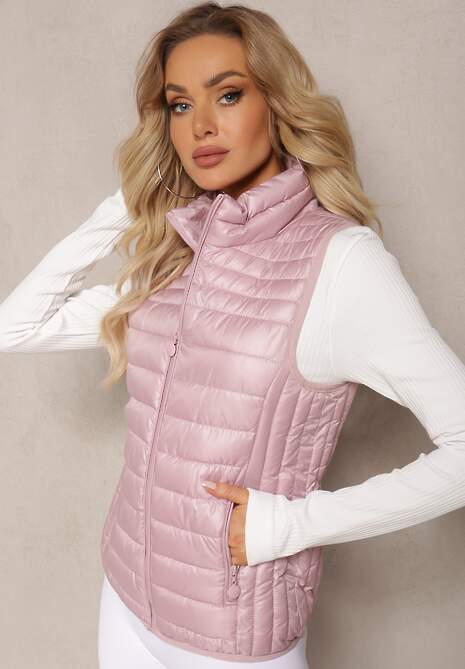 Różowa Kamizelka z Pikowaniem Bez Kaptura Bilettia