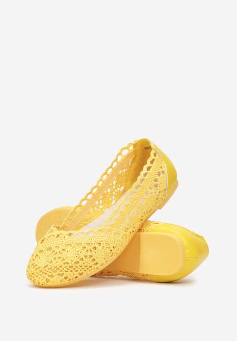 Żółte Balerinki Koronkowe Sham