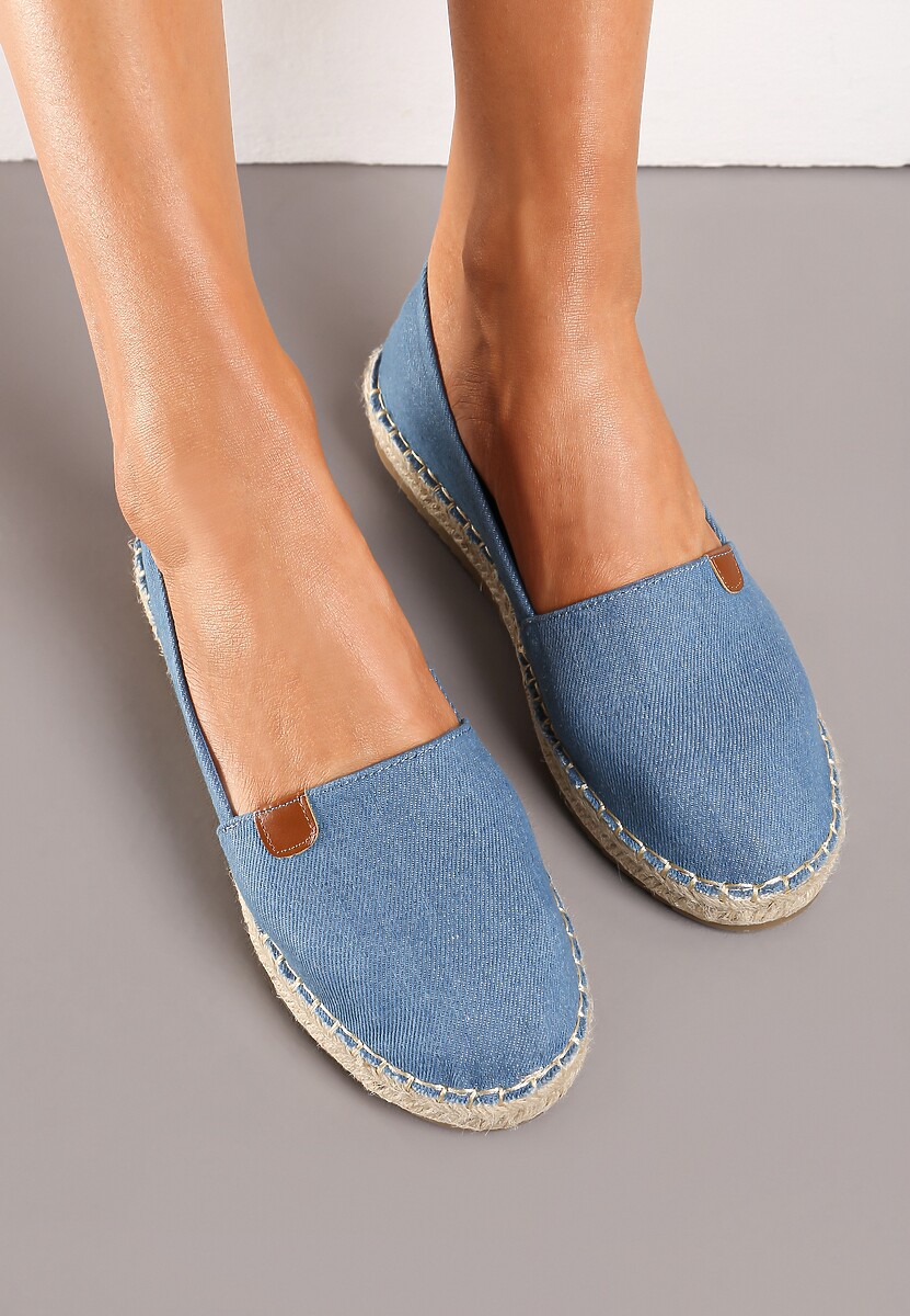 Niebieskie Płaskie Casualowe Espadryle w Stylu Boho Lephea