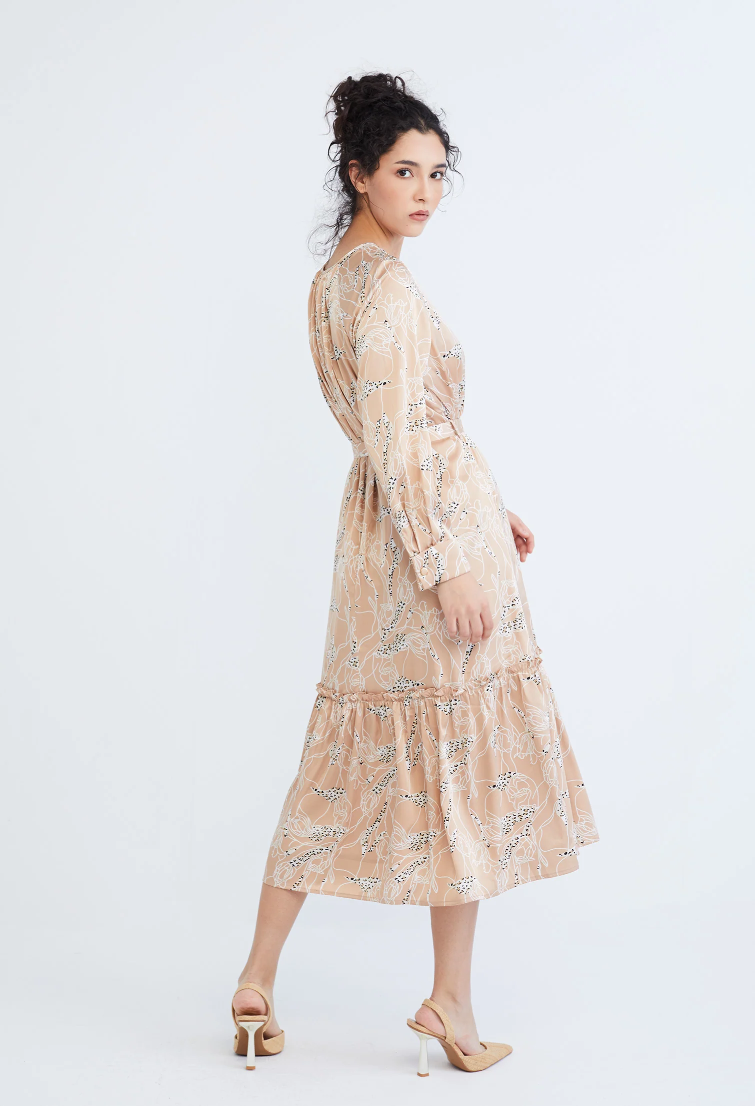 Abstract Allover Flora Belted Dress
