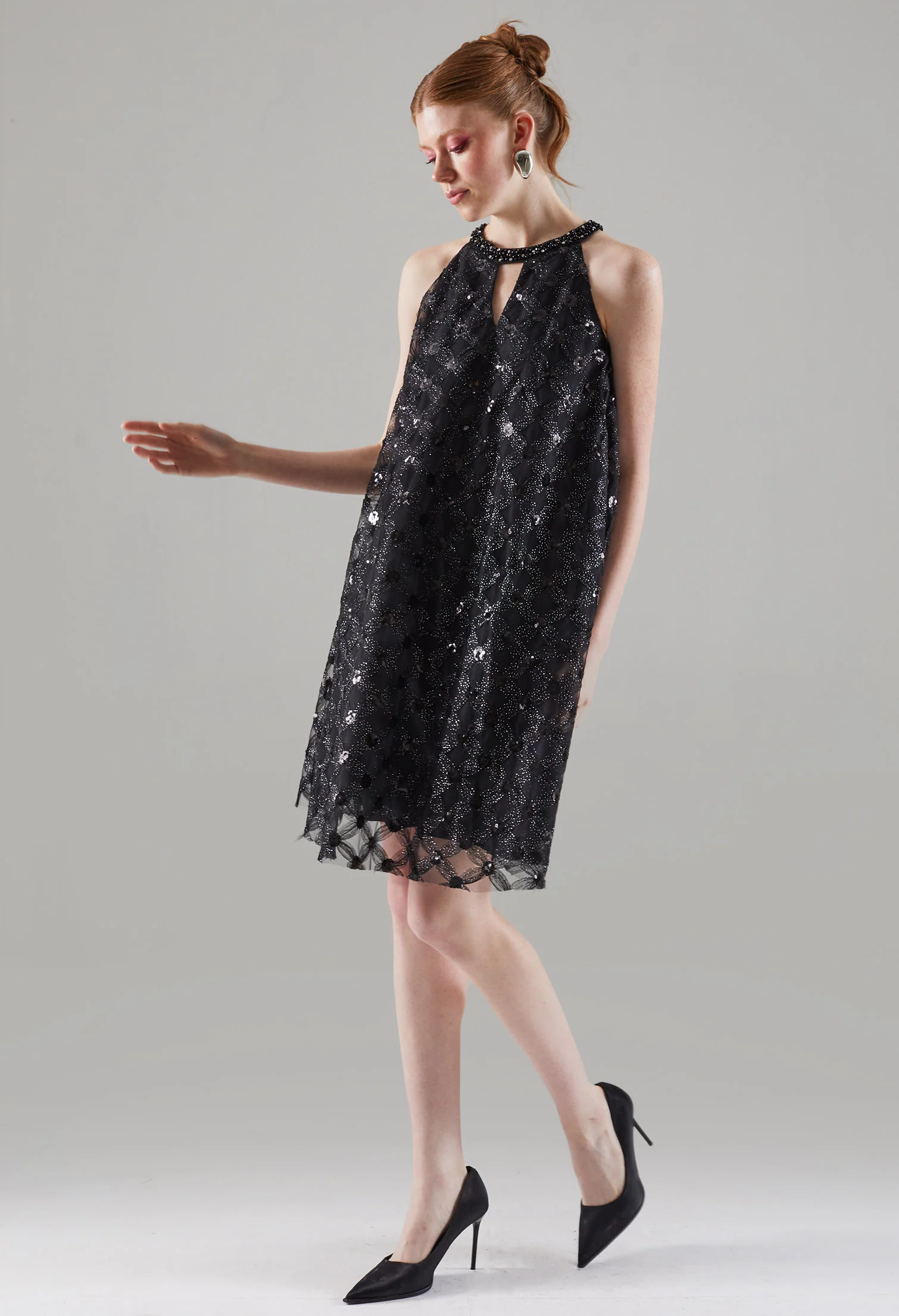 Celestial Halter Keyhole Midi Dress