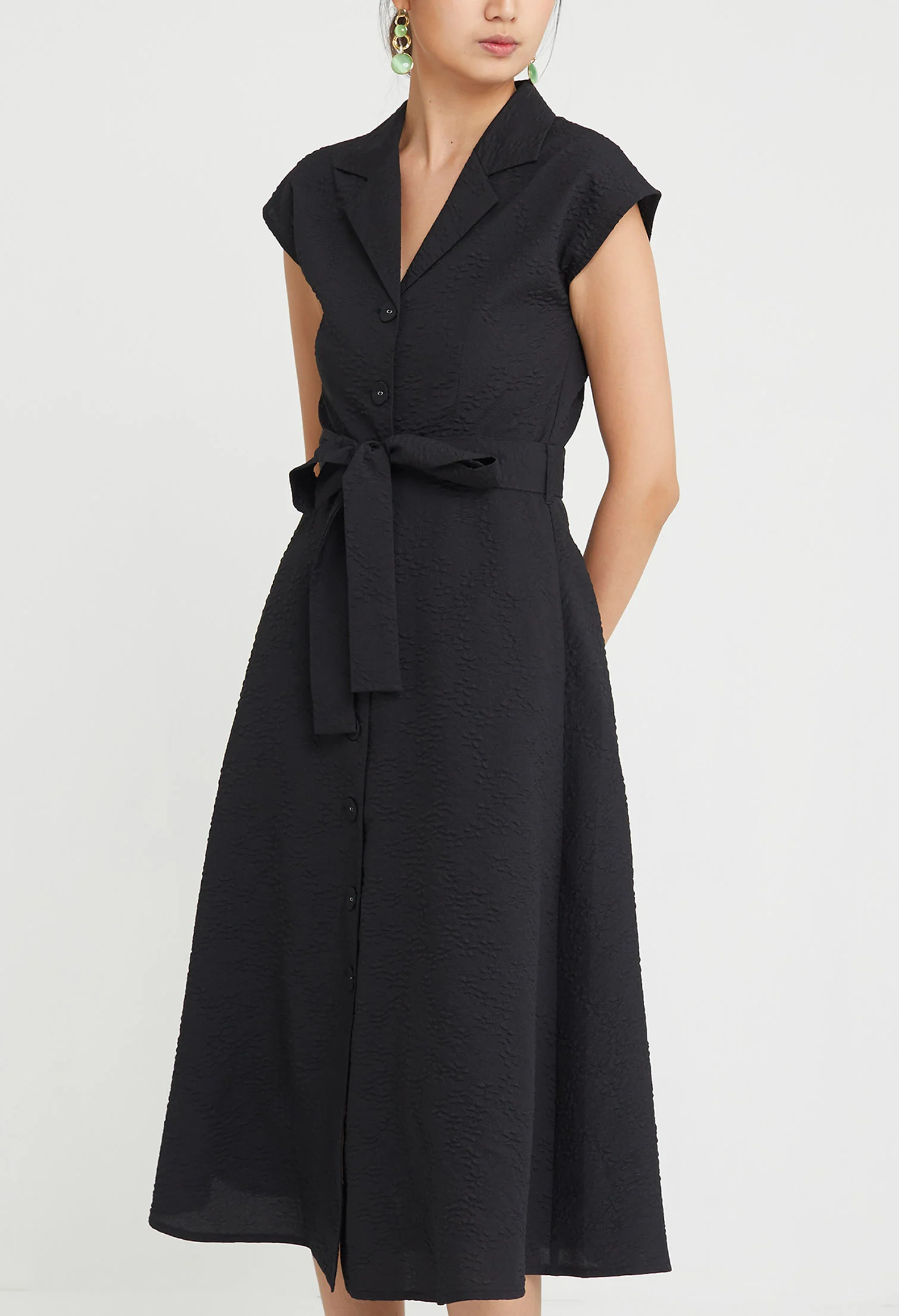 Jasmine Crest Frontie Button-Up Midi Dress