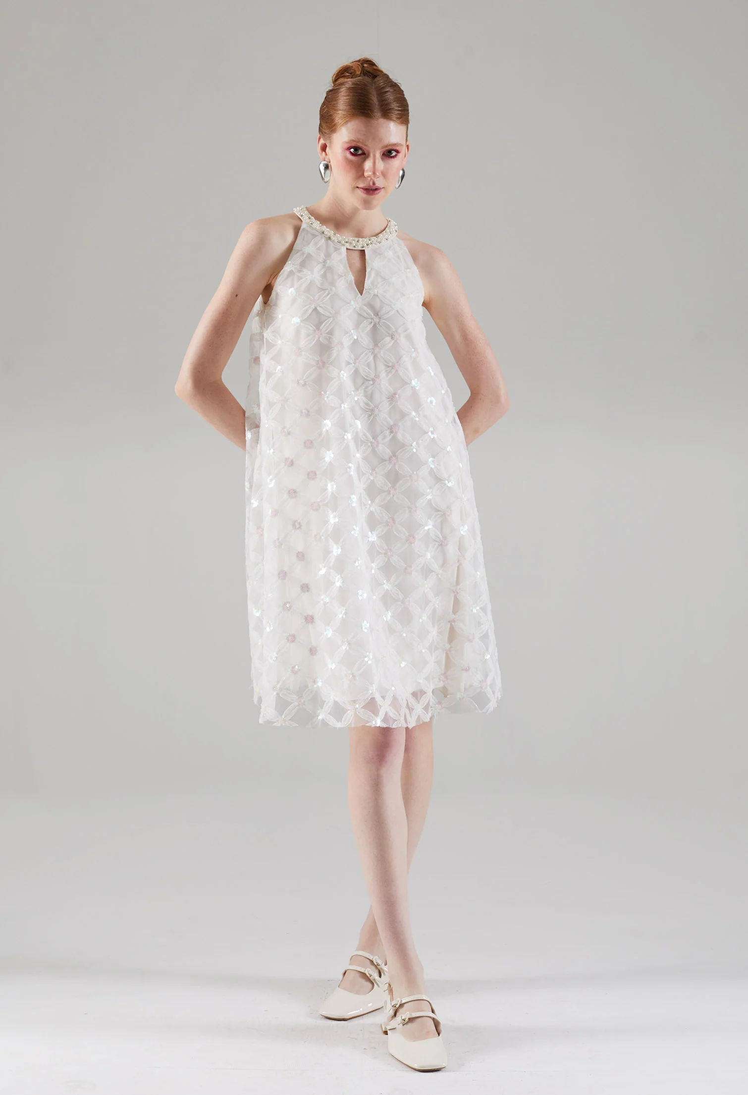 Celestial Halter Keyhole Midi Dress