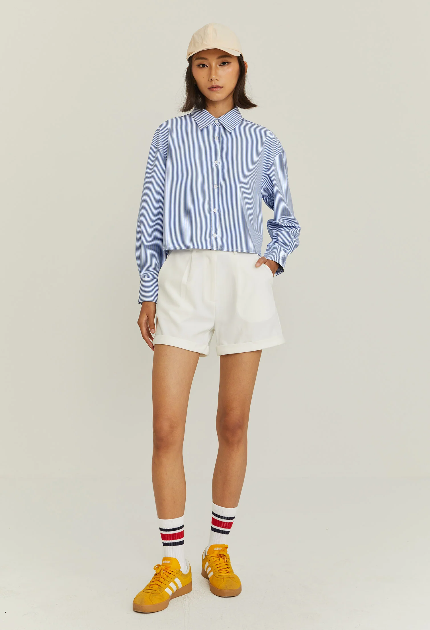 Cropped Pinstripe Blouse