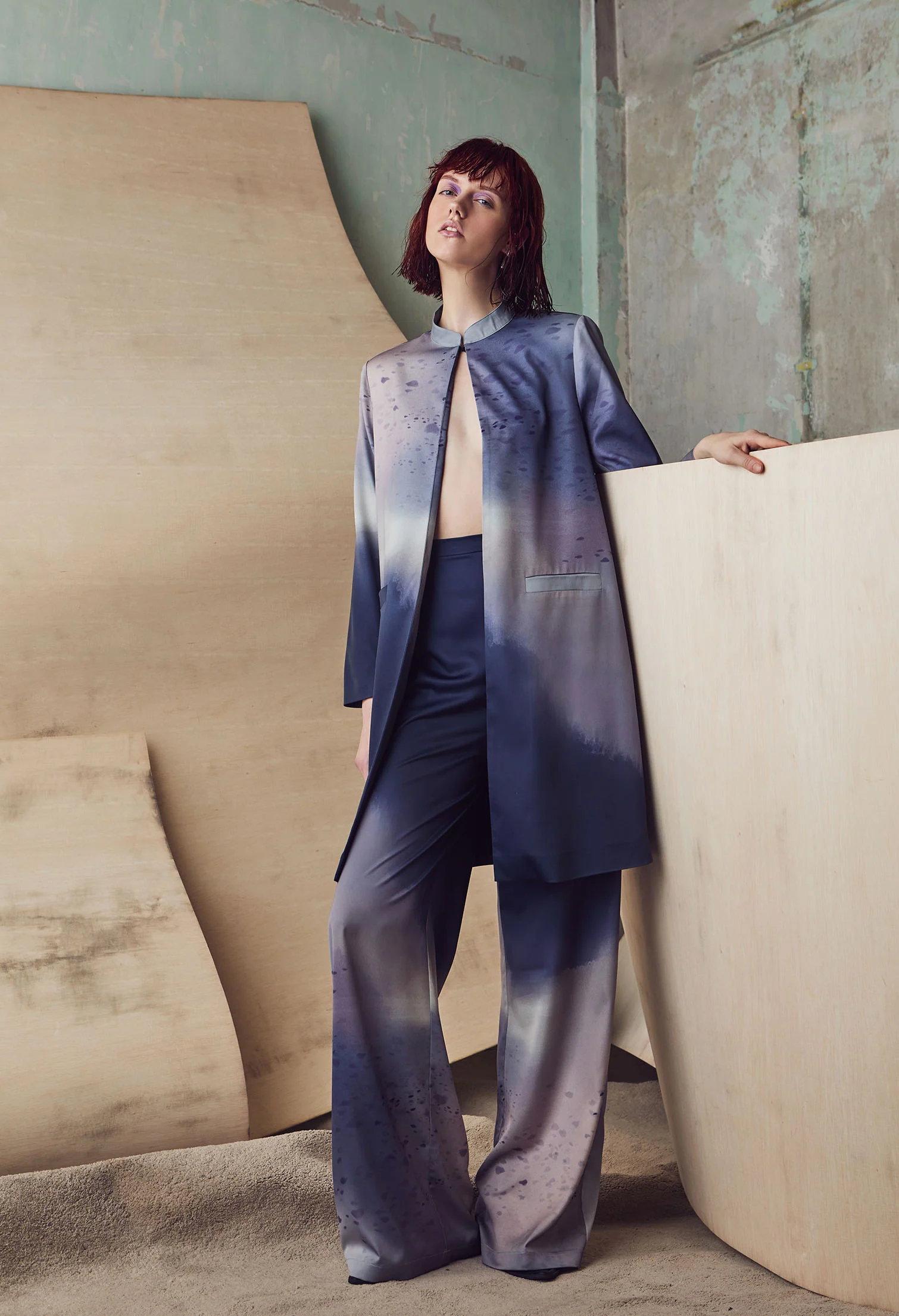 nichii X NURITA HARITH Gradient Indigo Silk Pants