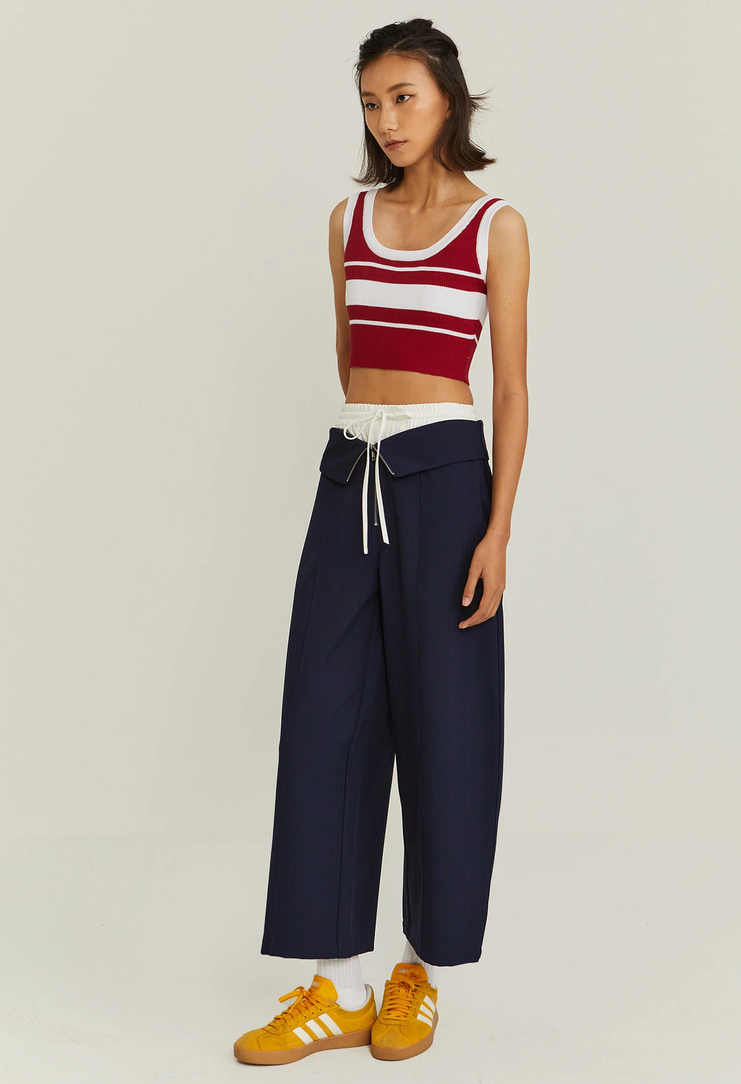 Contrast Banded Crop Top