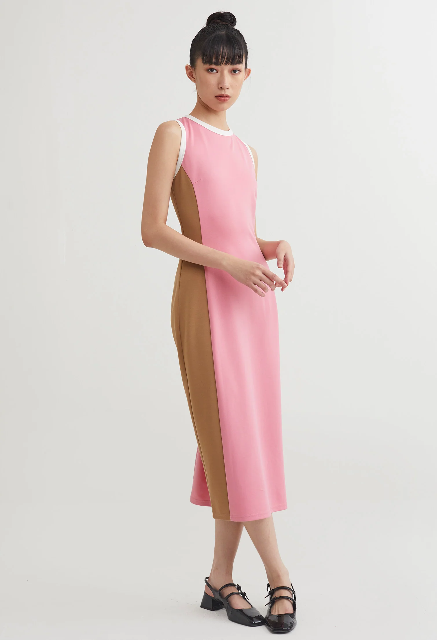 Dual Tone Slip Midi Dress