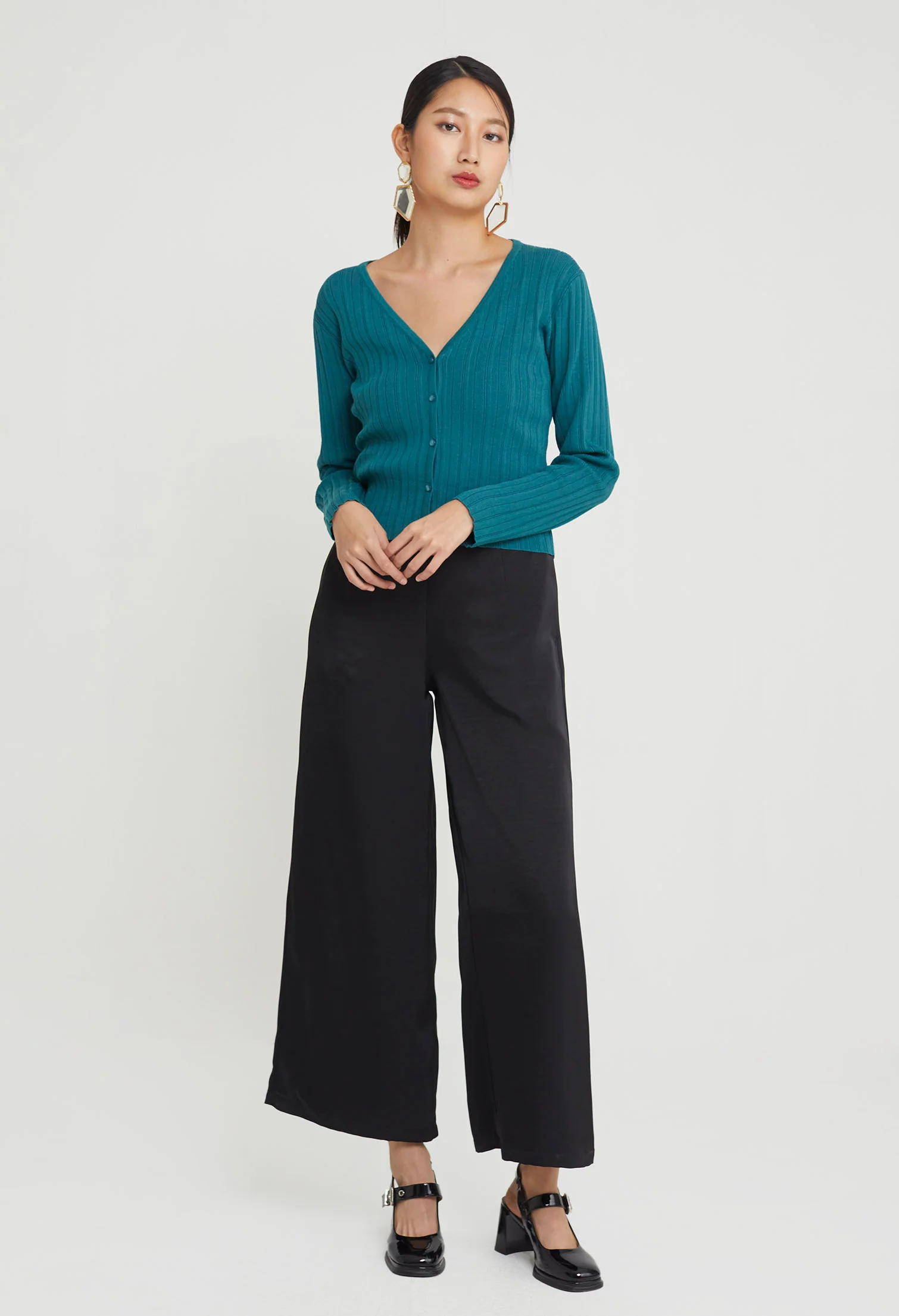 Kateye Rib-Knit Cardigan