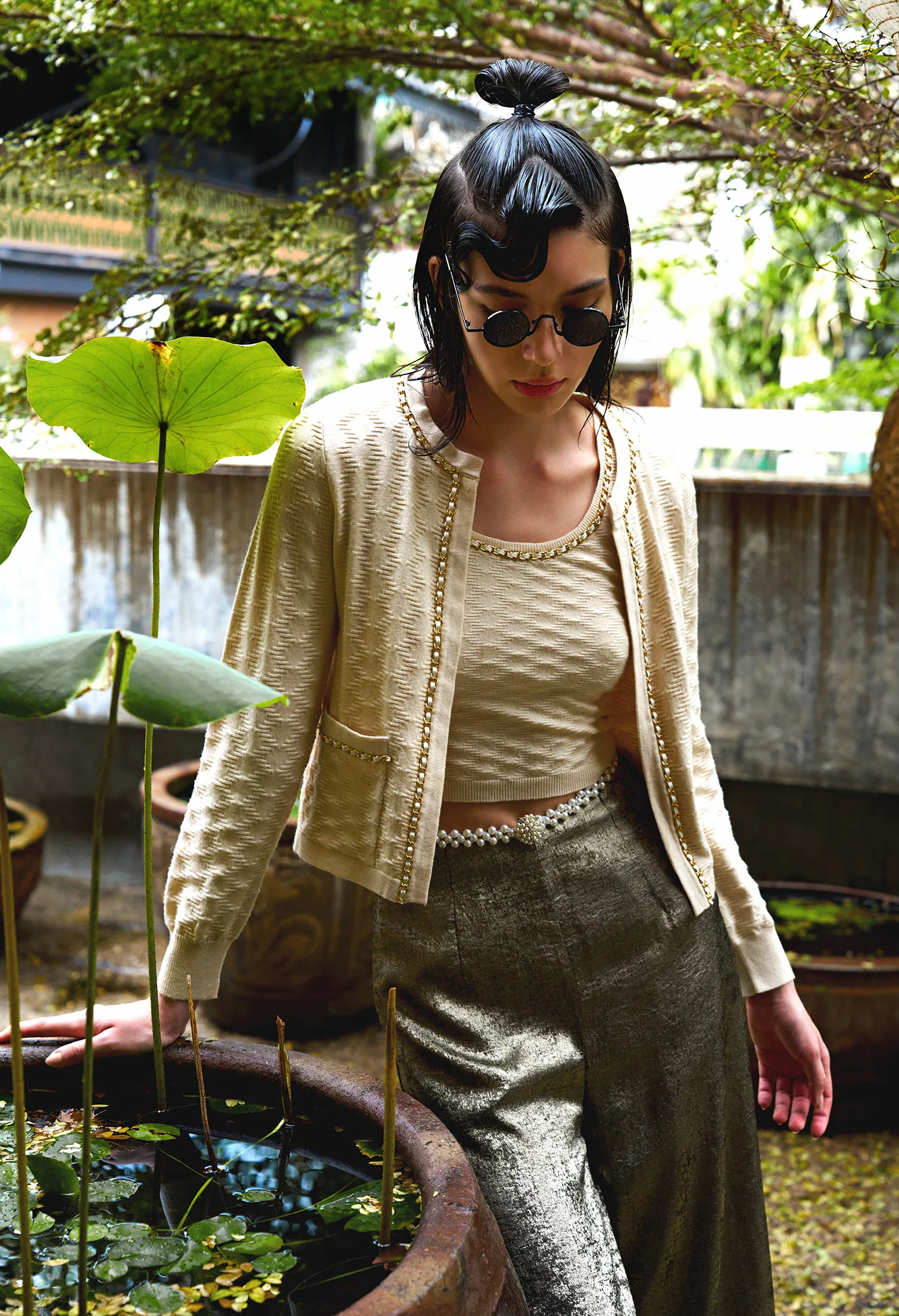 Faux Chained Knitted Sleeveless Top