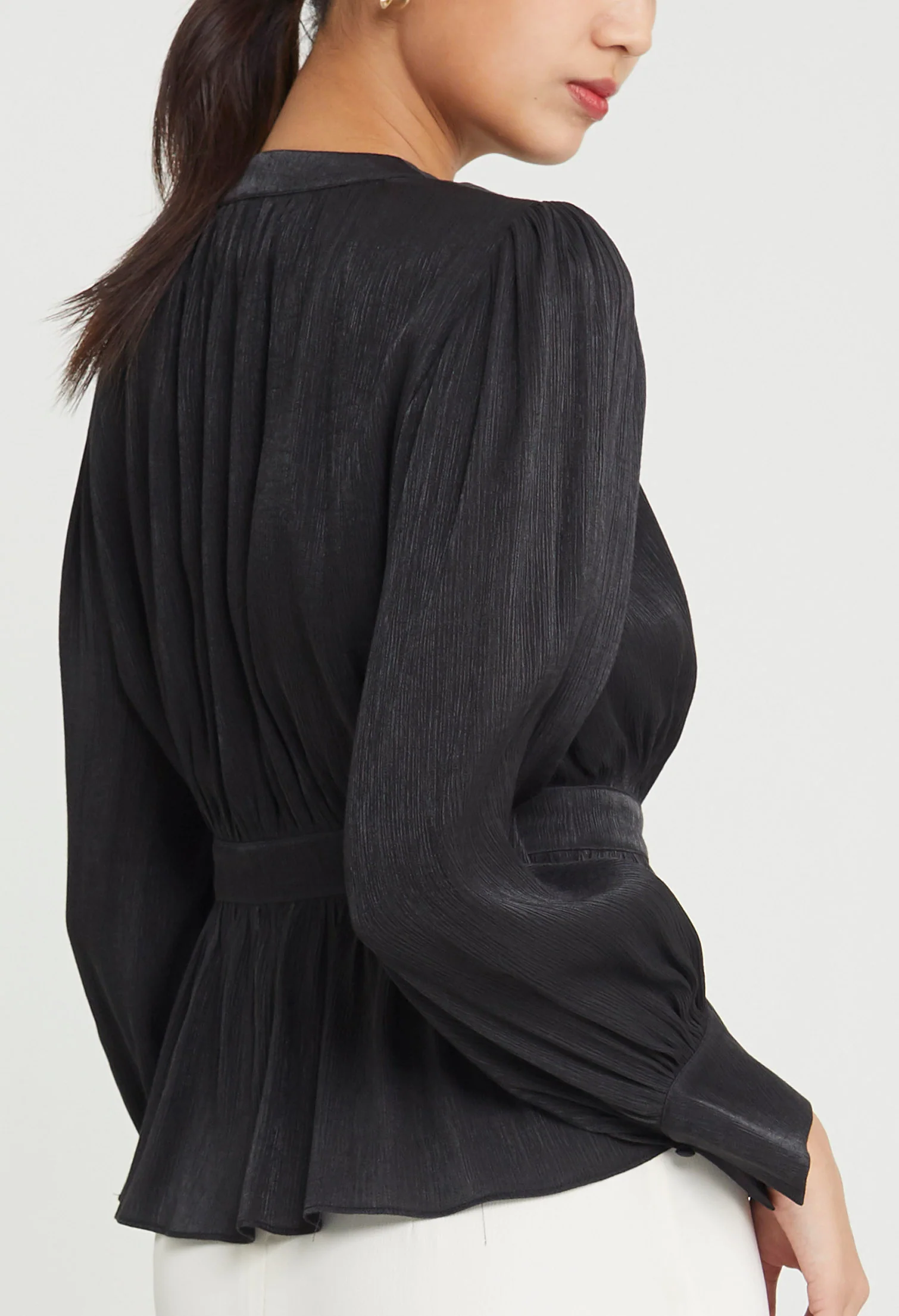 Chiffon Pleated Puff Top