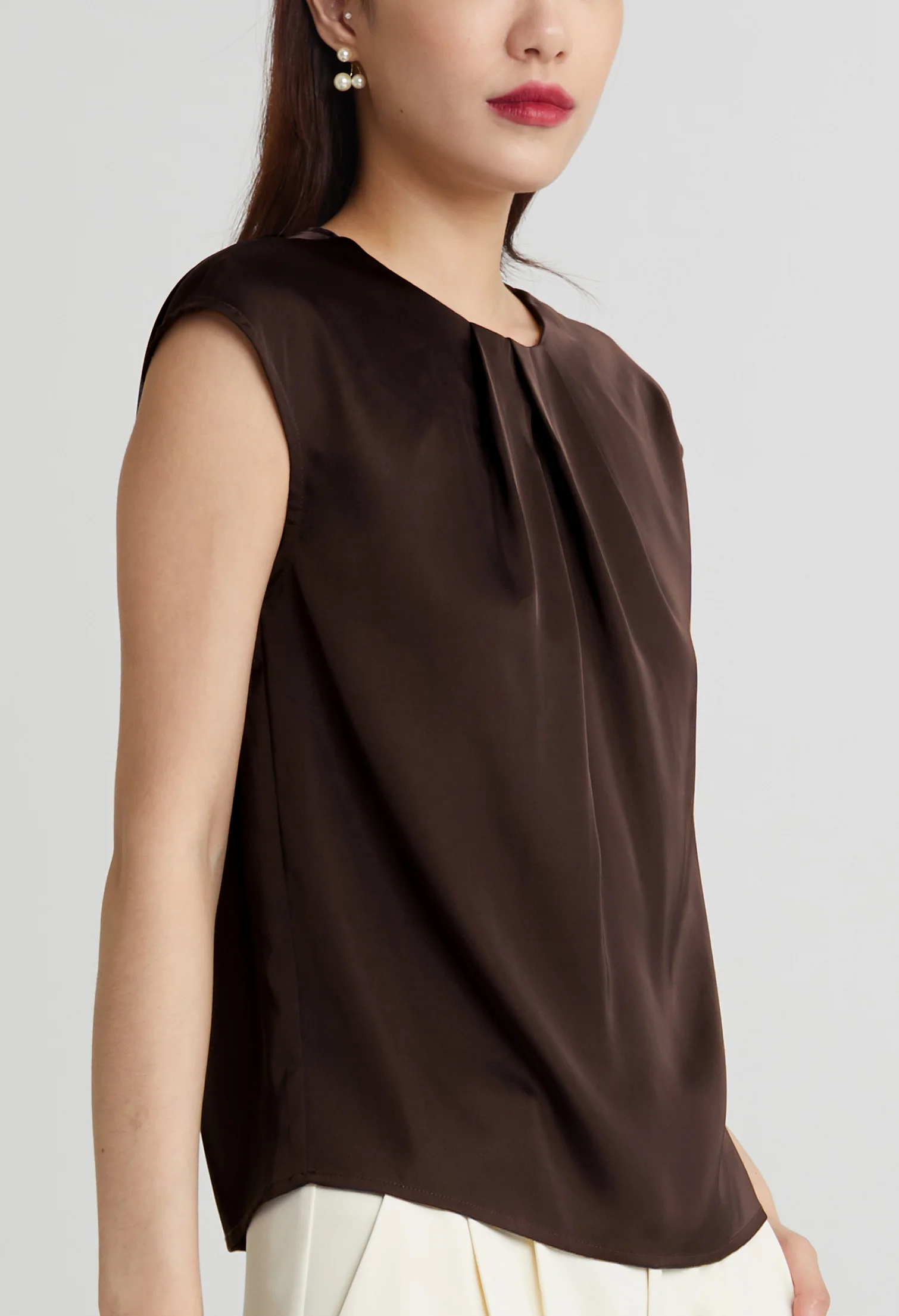 Elegant Silk Cap Sleeve Blouse
