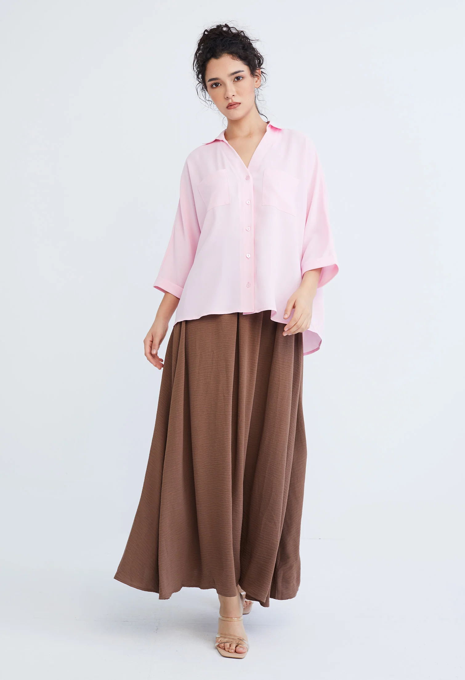 Casual Folded Cuff Sleeve Blouse