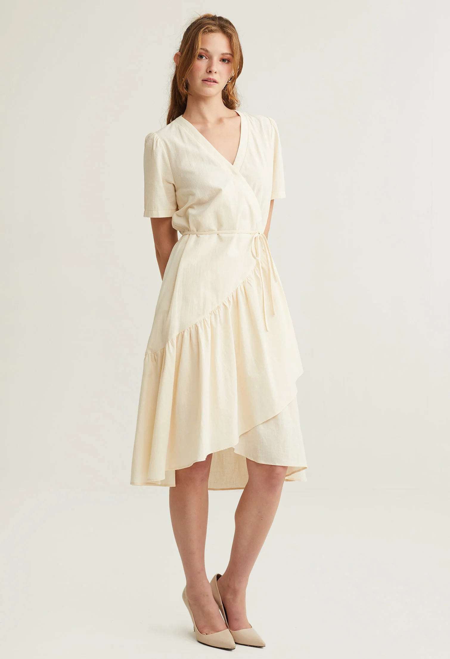 Asymmetrical Wrap Side Tie Dress