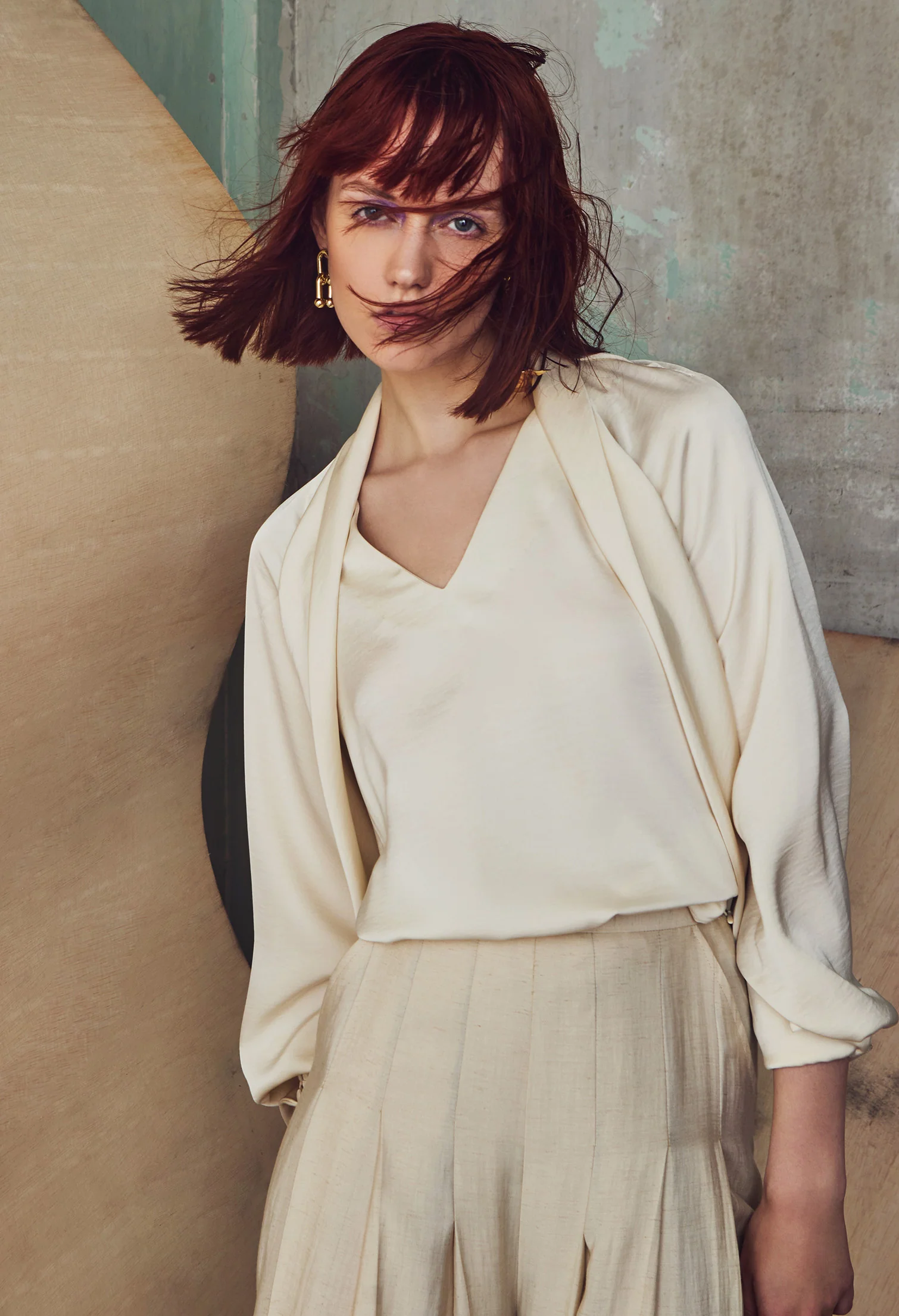 nichii X NURITA HARITH Scarf Flou V-Neck Top