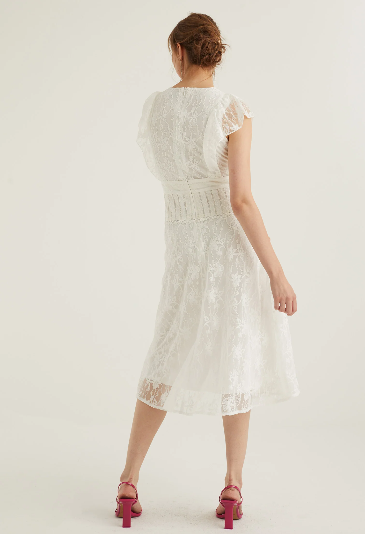 Ruffle Lace Detail Cocktail Dress
