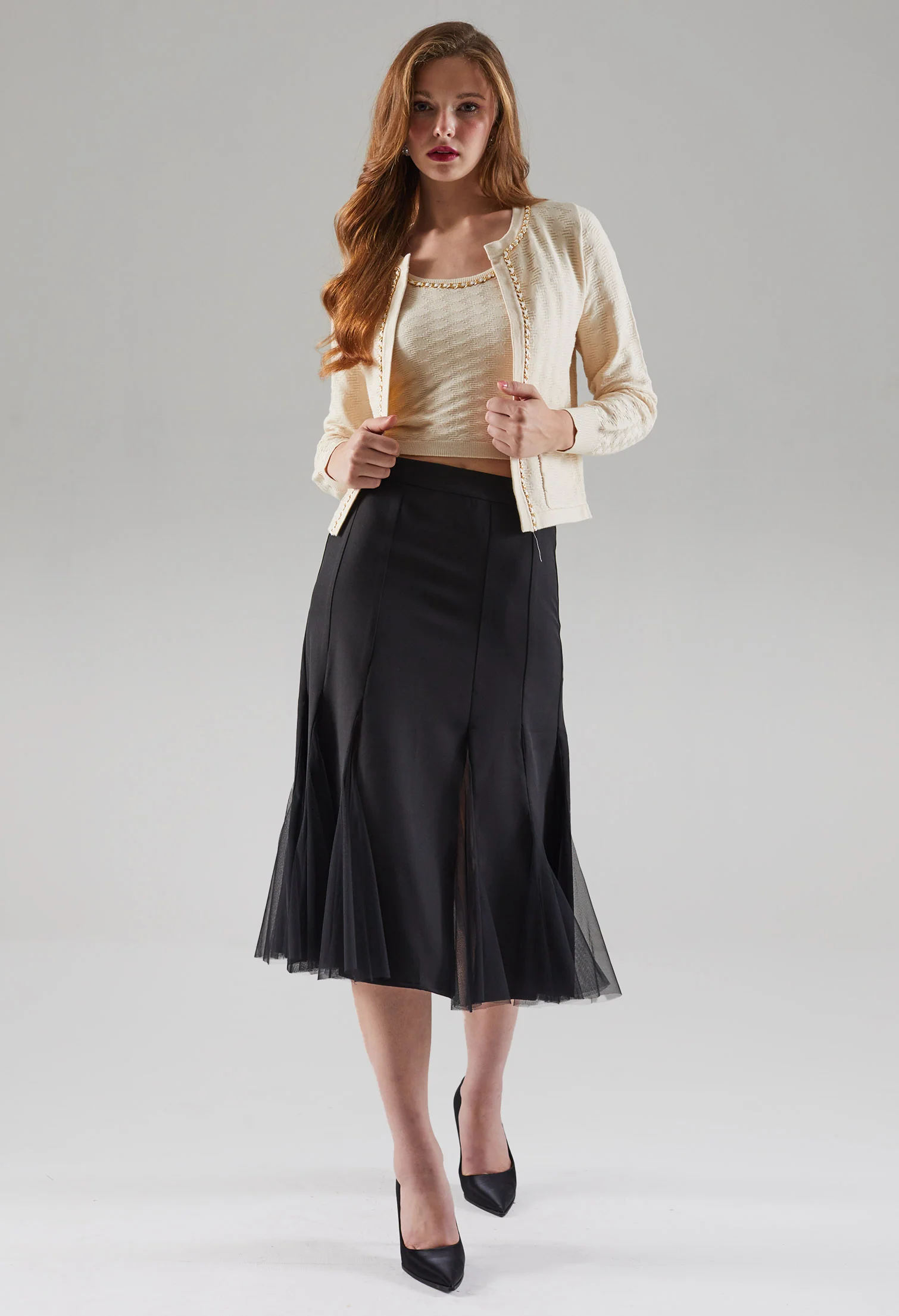 Faux Chained Knitted Jacket