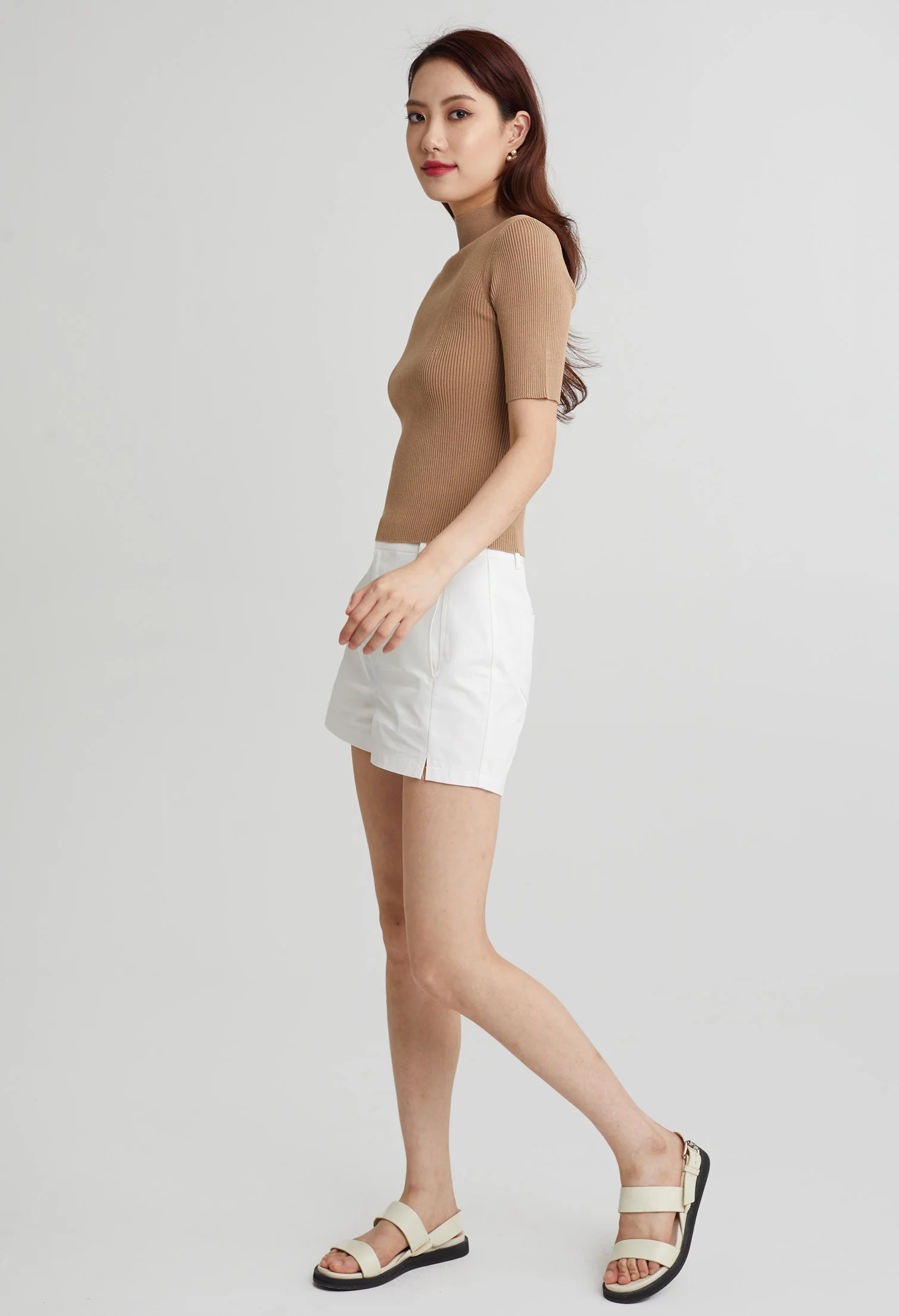 Modern Ribbed High Neck Top