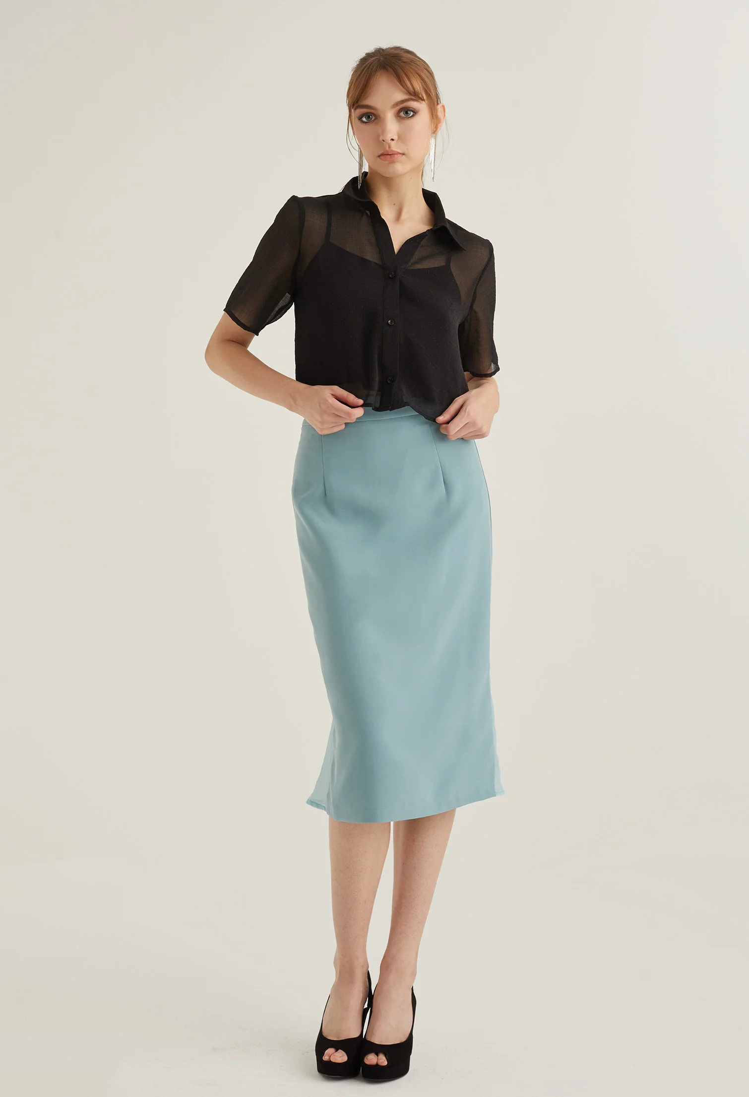 Office High Waist Midi Pencil Skirt