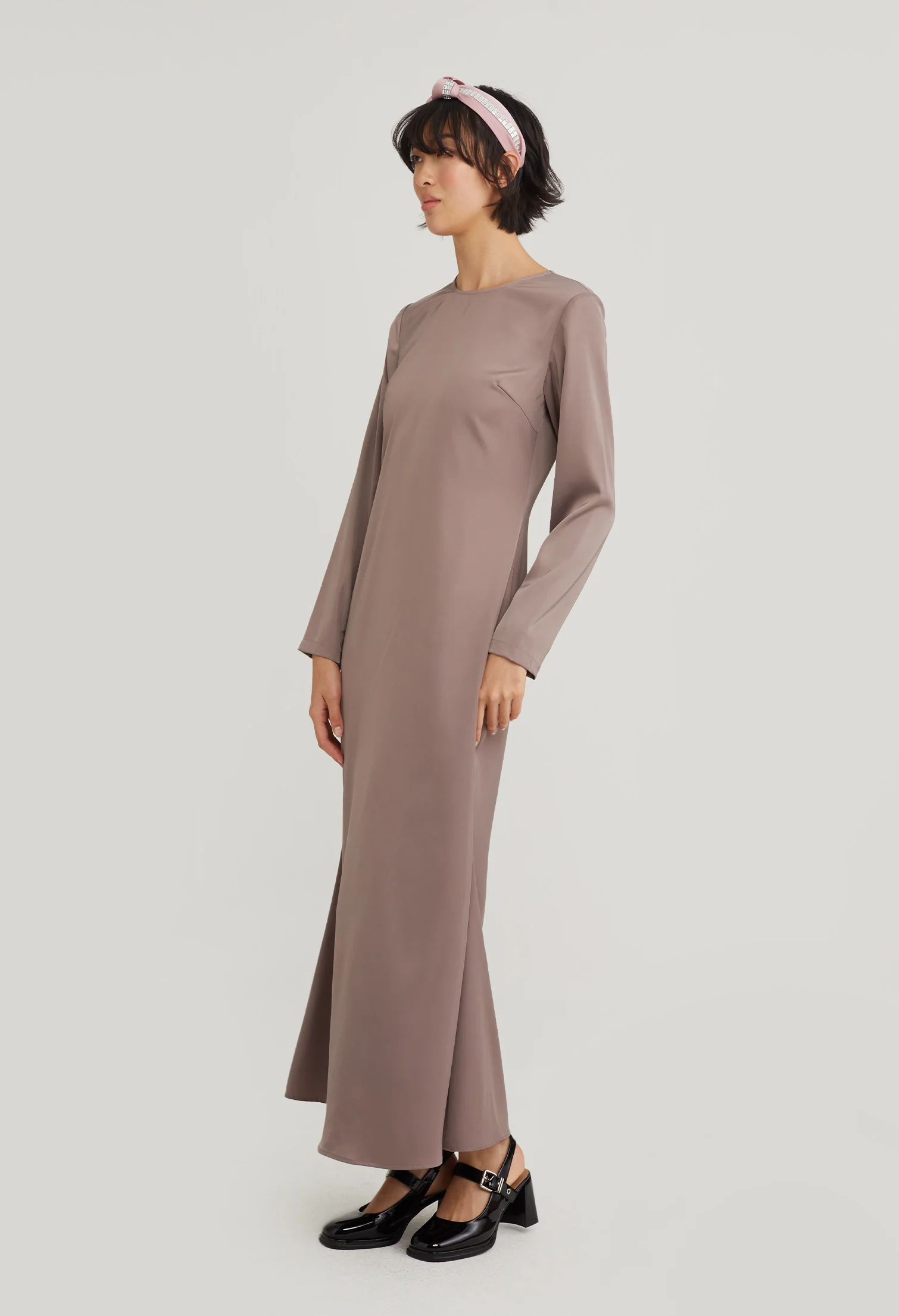 Elegant Satin Long Sleeve Maxi Dress