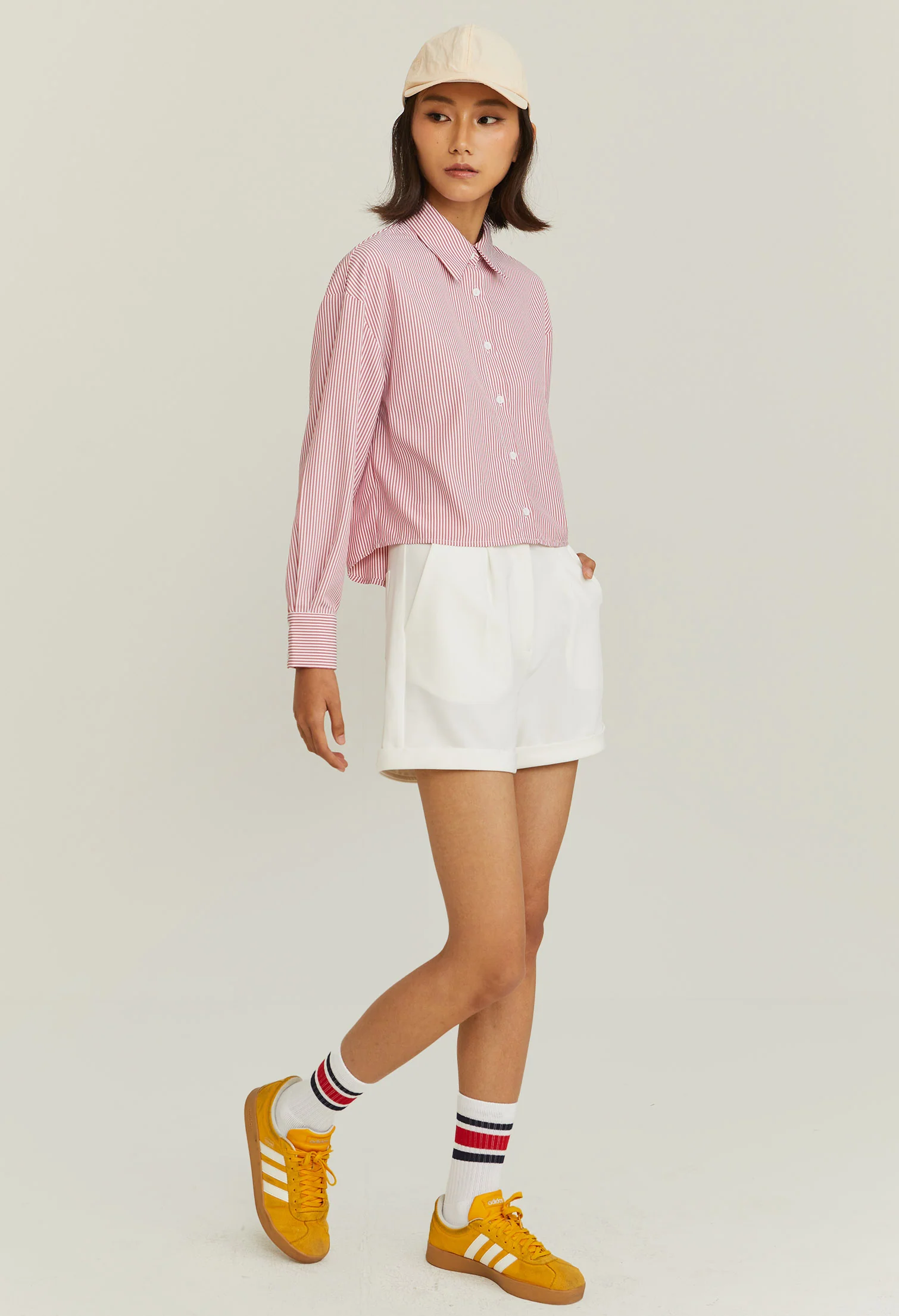 Cropped Pinstripe Blouse