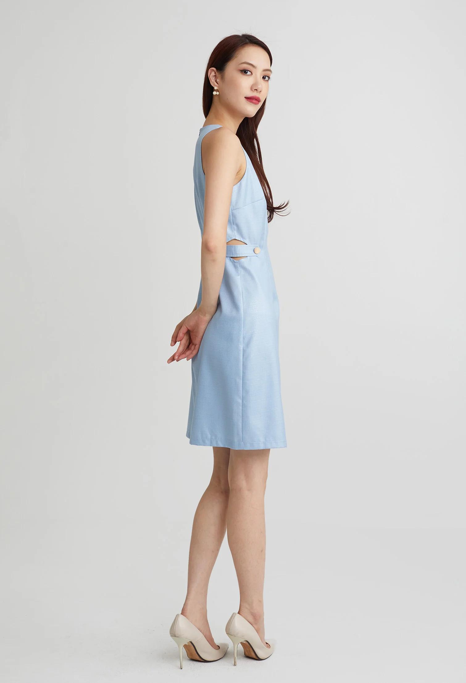 Hinted Stardust Waist Cutout Dress