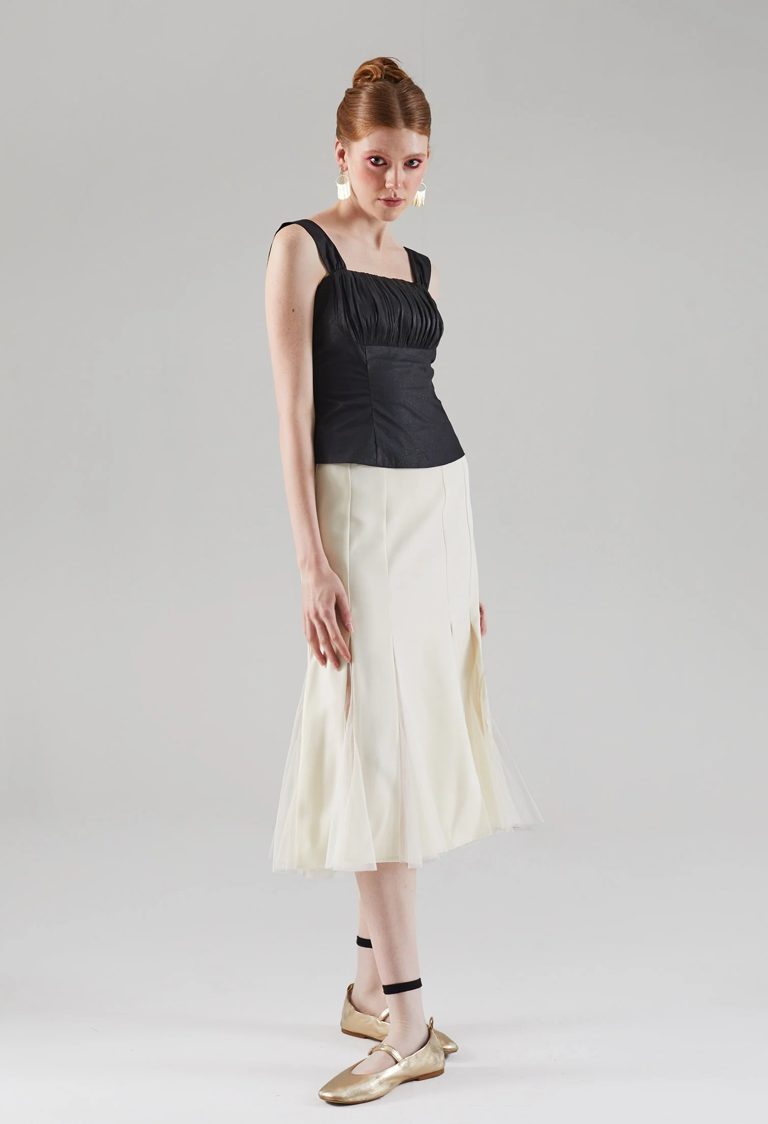 Glittery Pleated Sleeveless Top