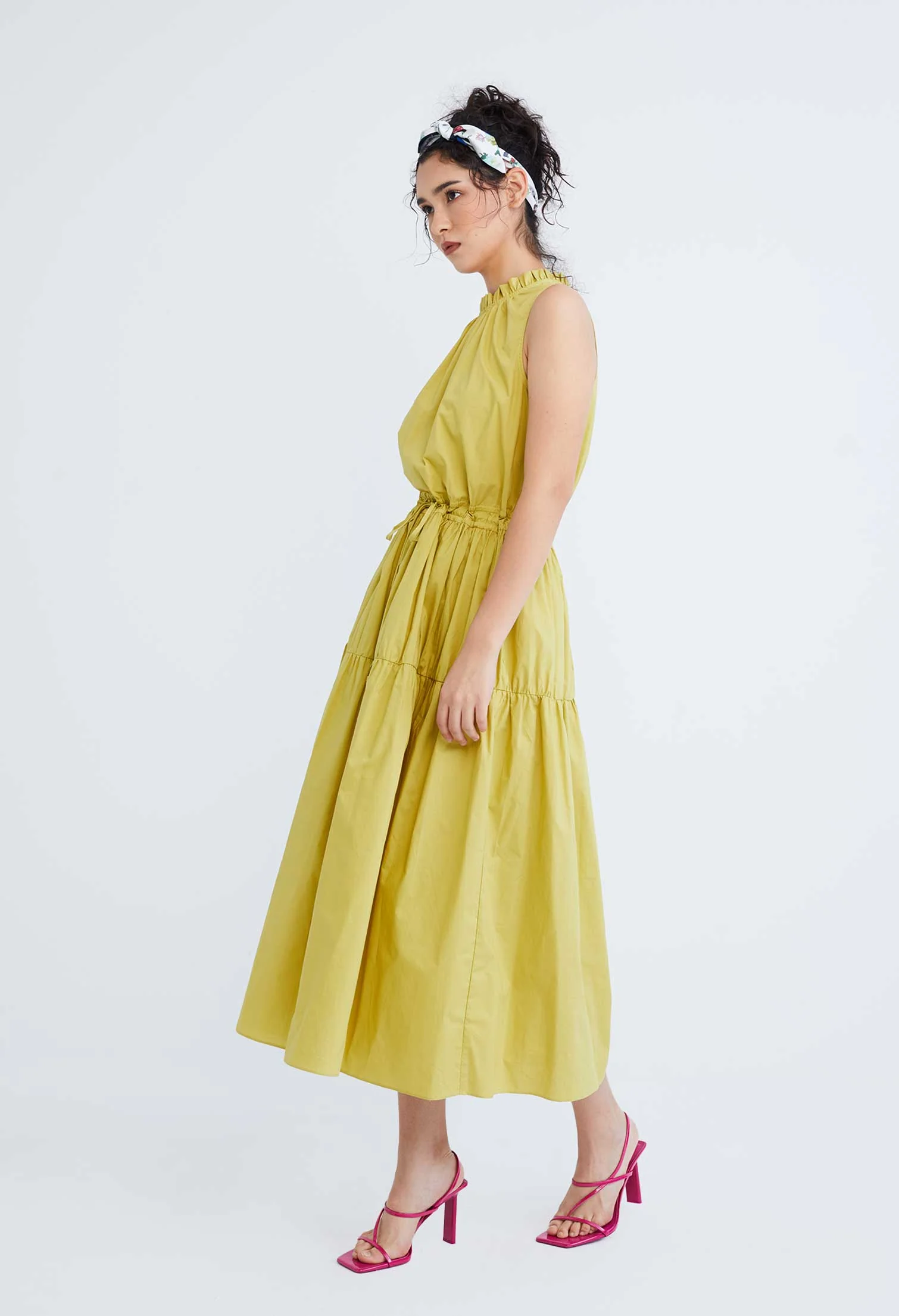 Halter Tiered Tie-Front Dress