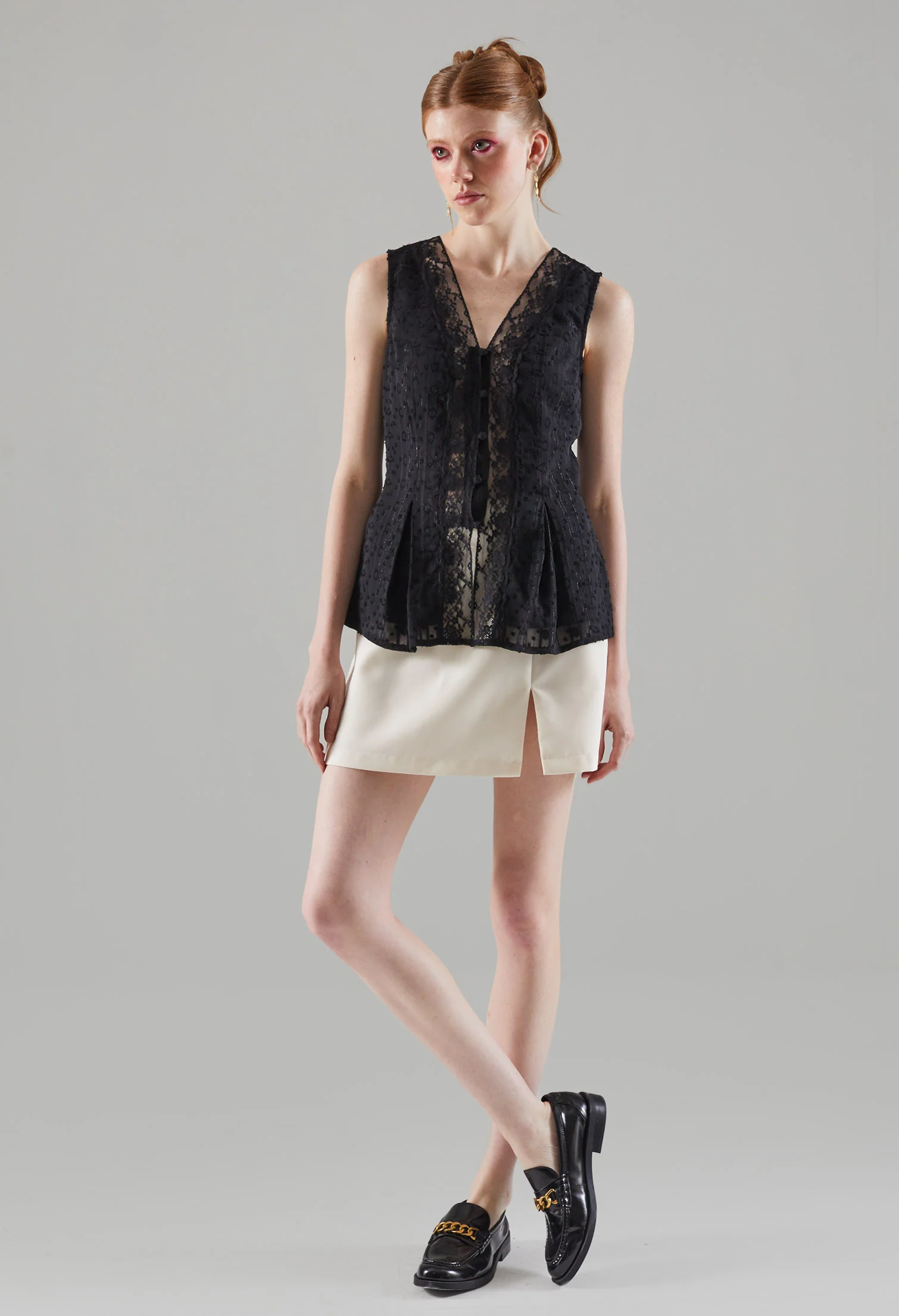 Flared Waistline Sleeveless Top