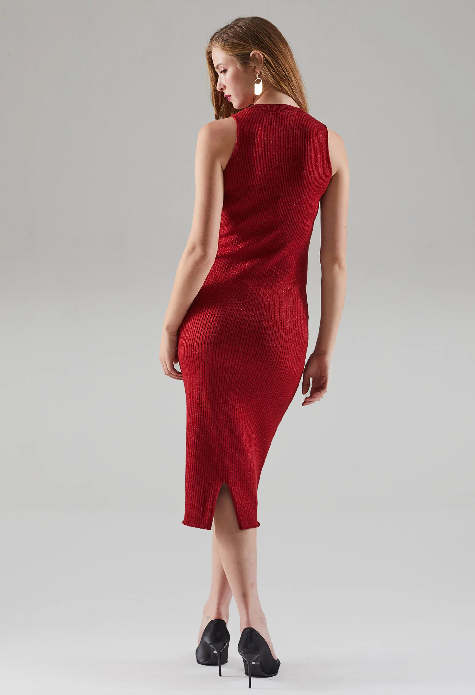 Sculpt Faux-Button Knitted Dress