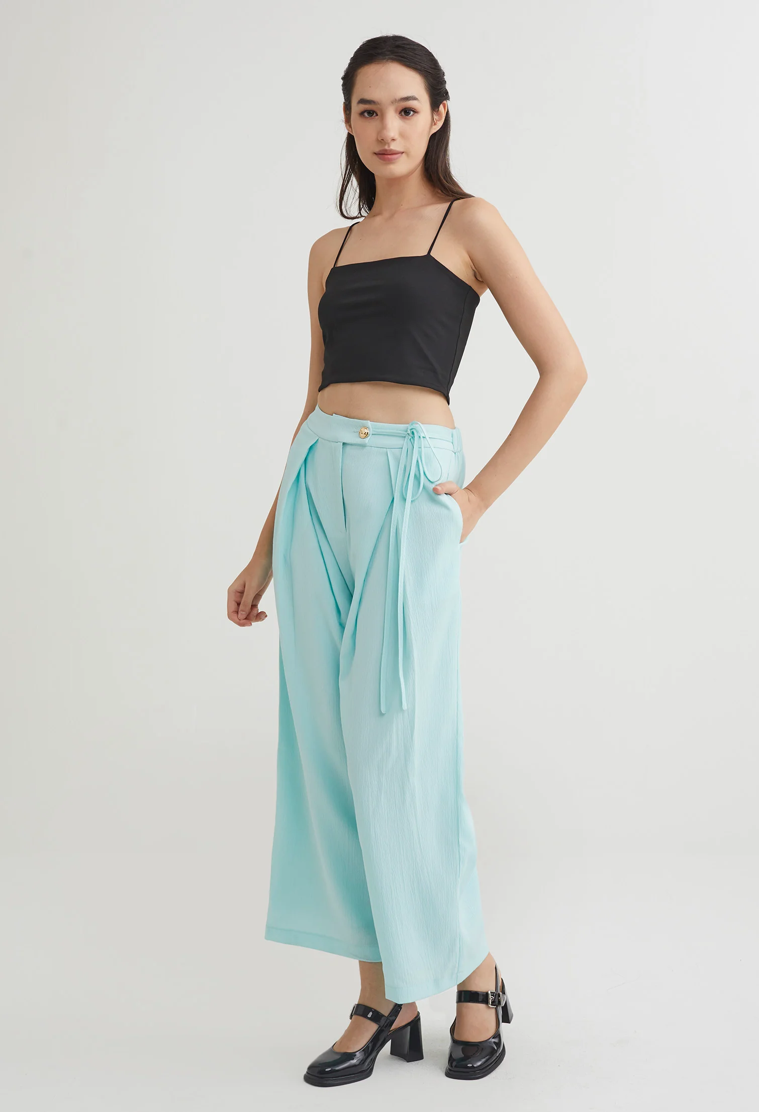 Foldover Pleat Straight Smart Pants