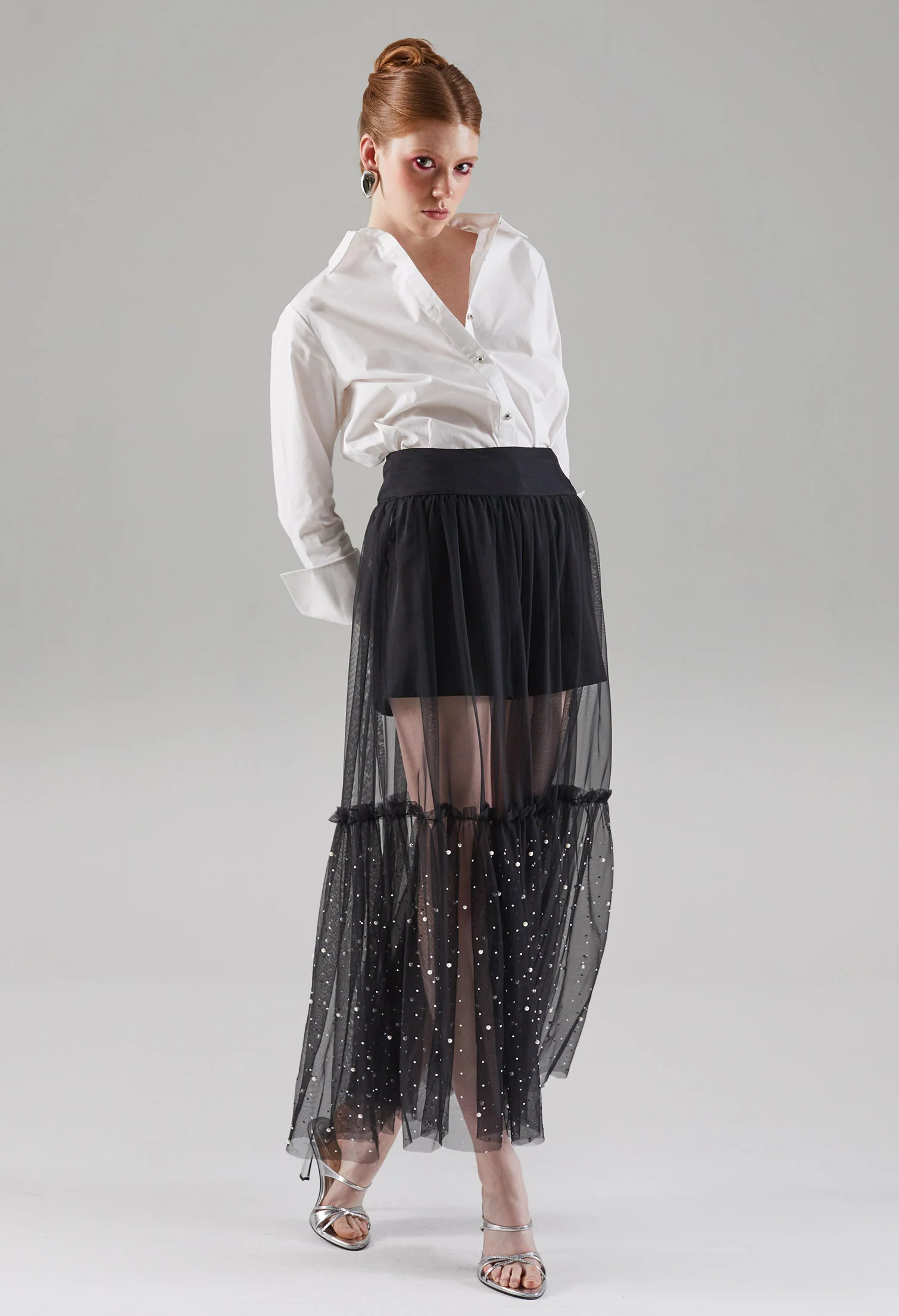 Pearly Chiffon See-through Skirt