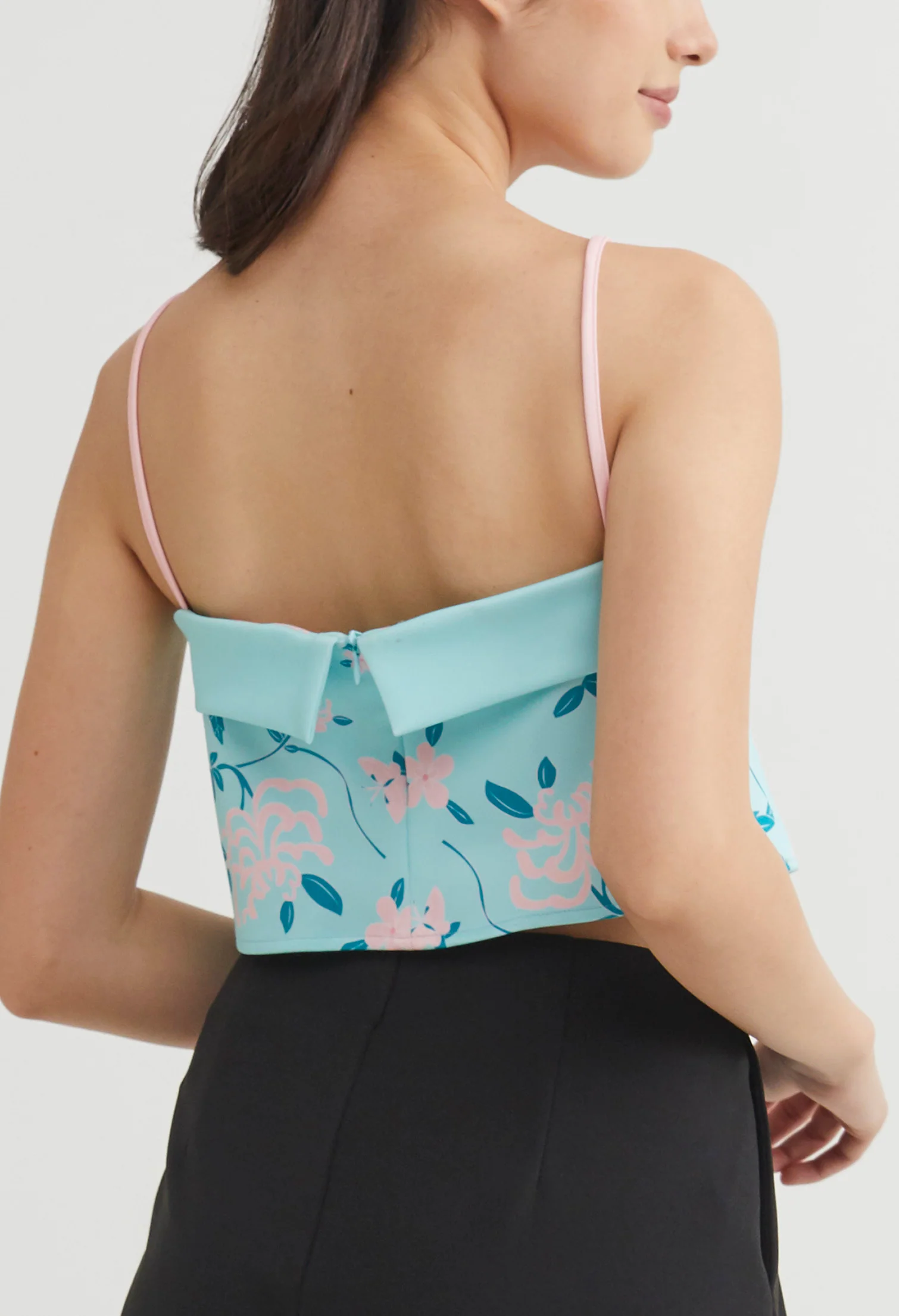 Fine China Contrast Strap Crop Top