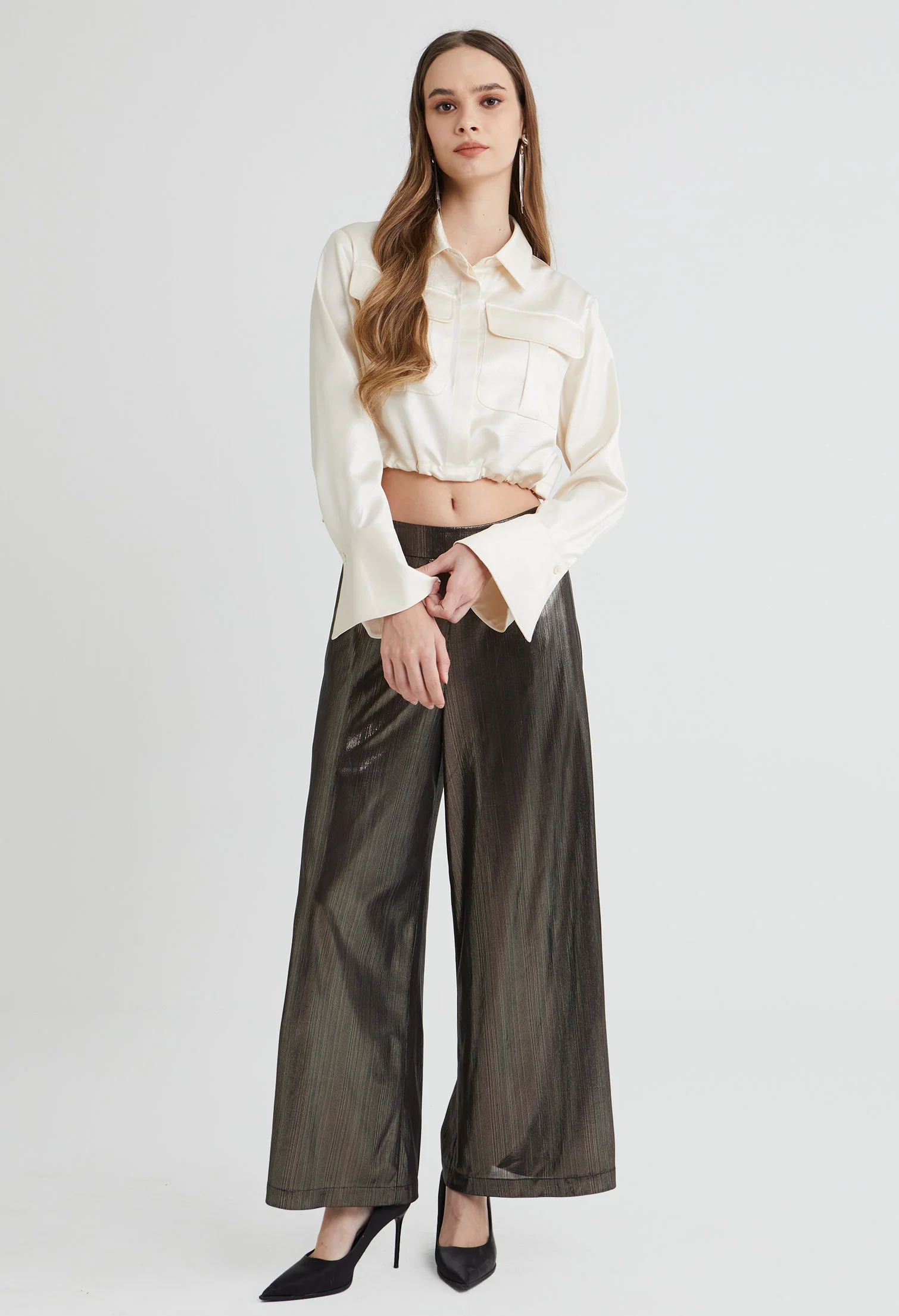 Textured Satin Pants