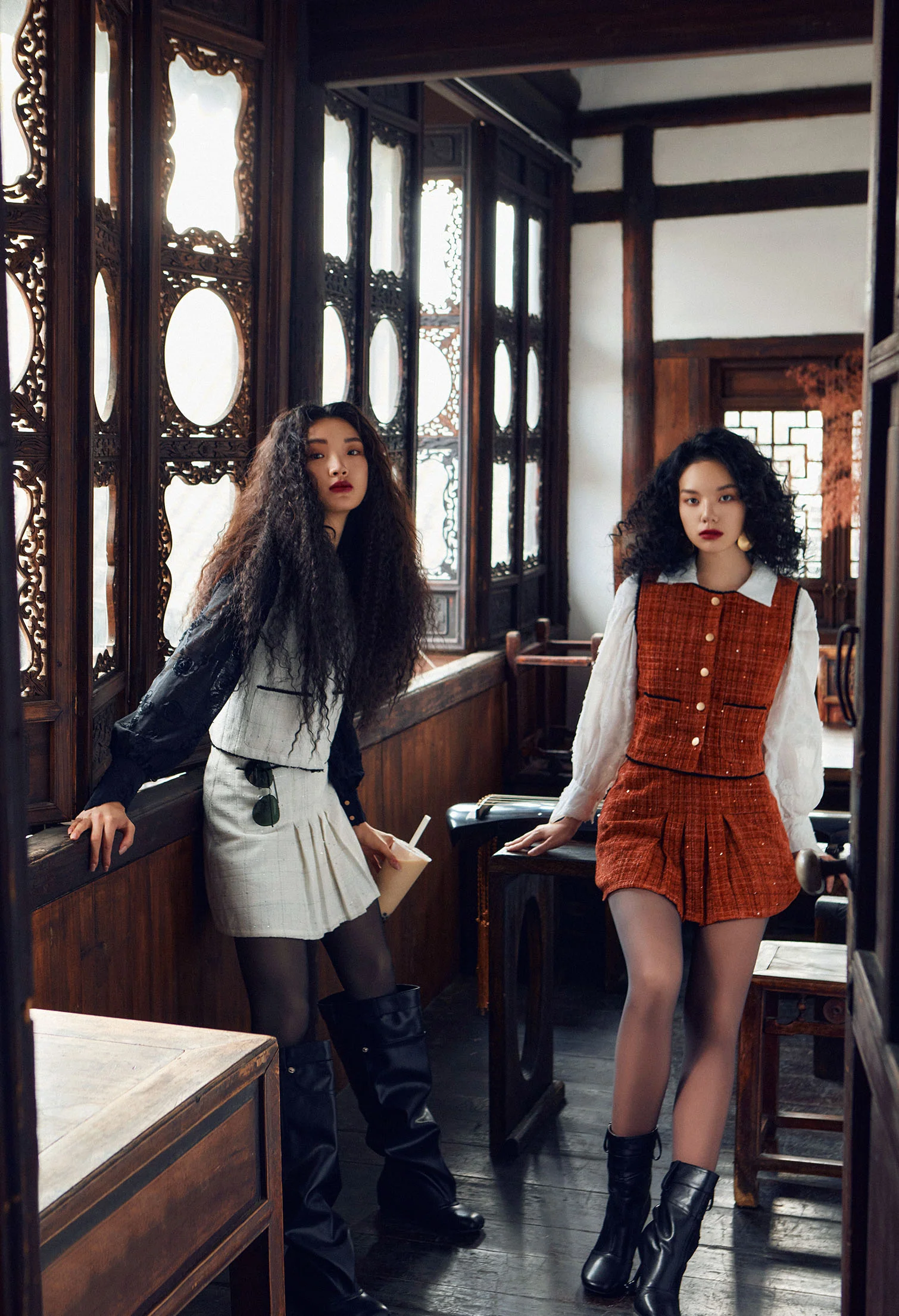 Tweed Charm Buttoned Sleeveless Top