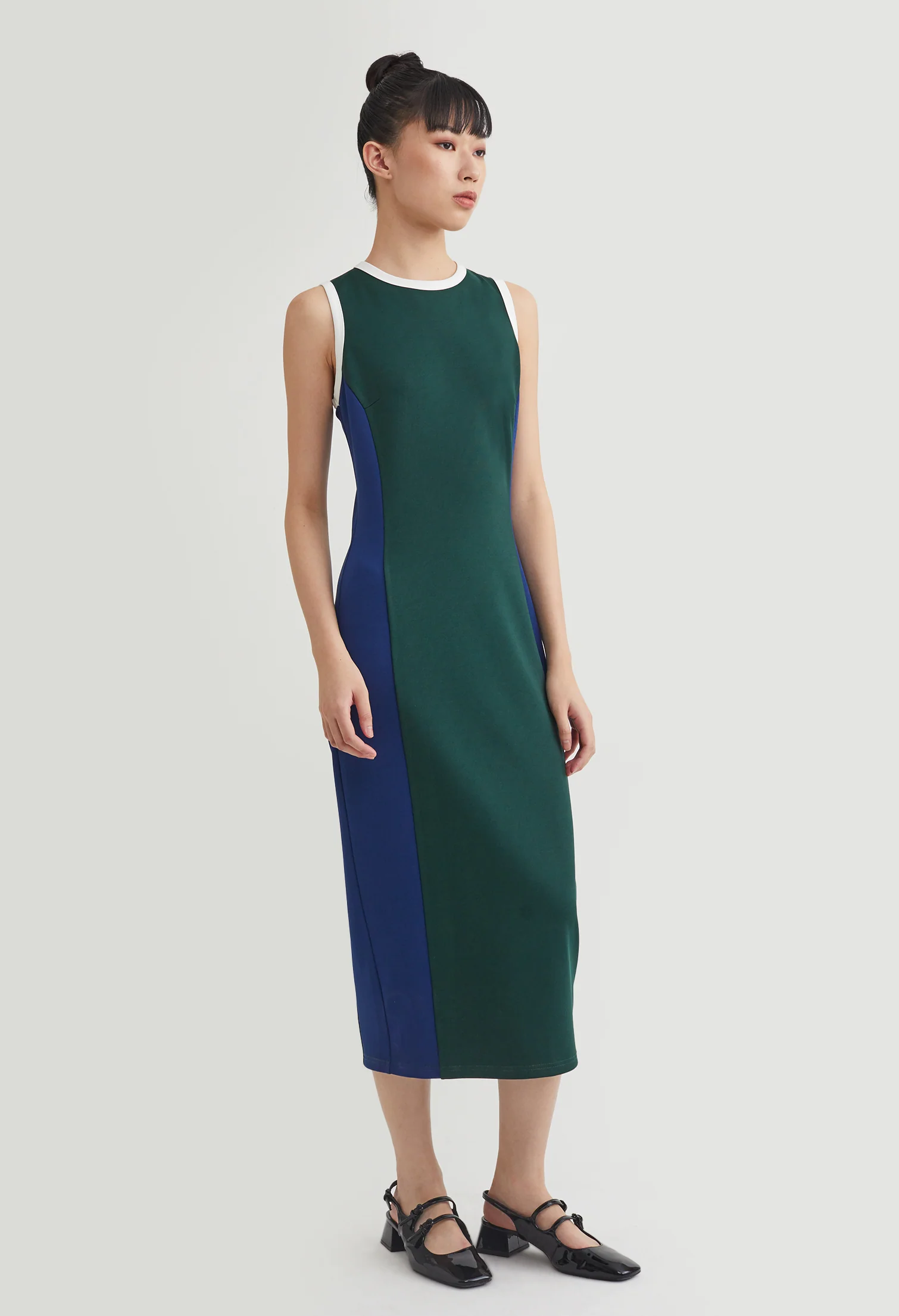 Dual Tone Slip Midi Dress