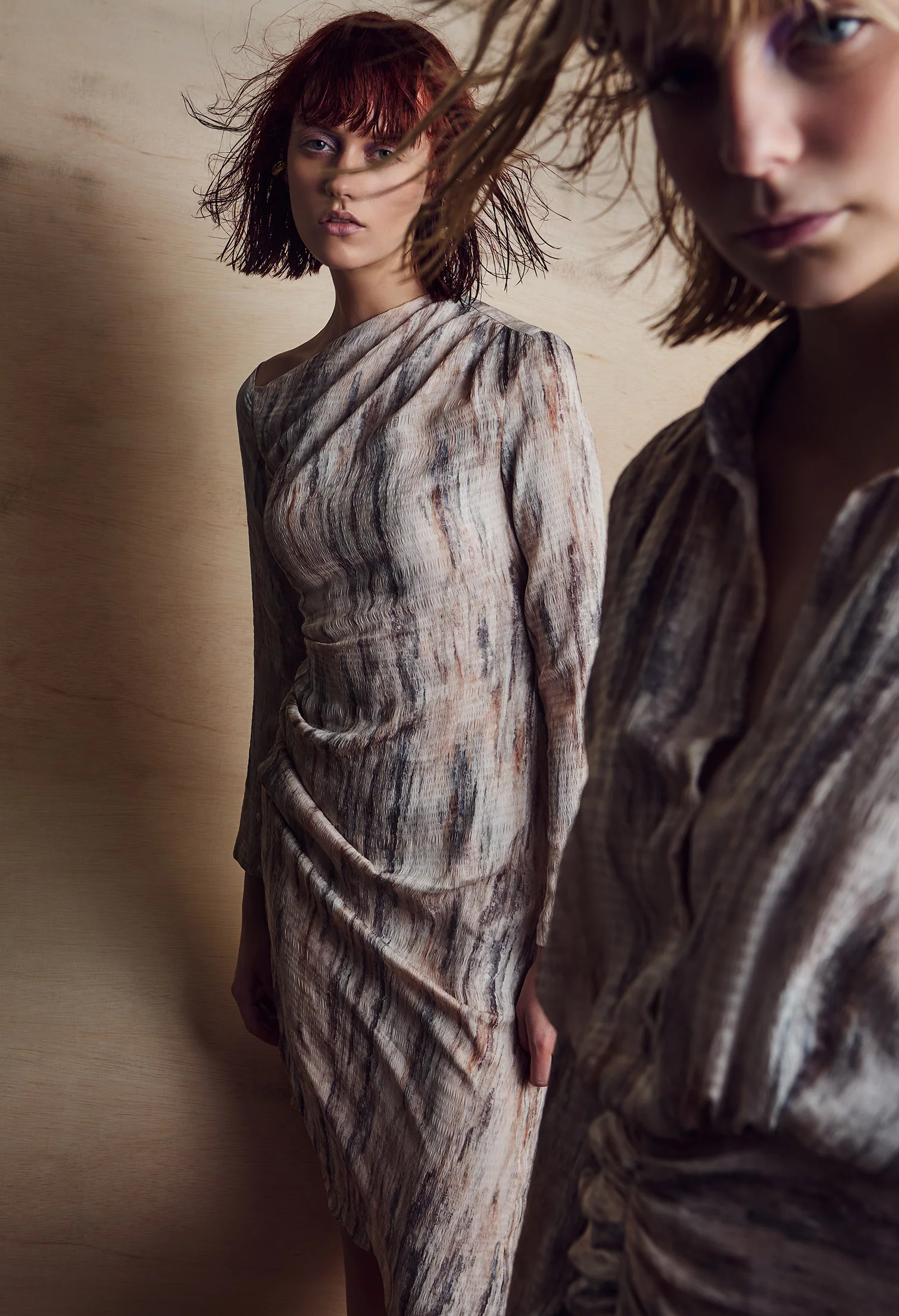 nichii X NURITA HARITH Patterned Asymmetrical Slit Midi Dress