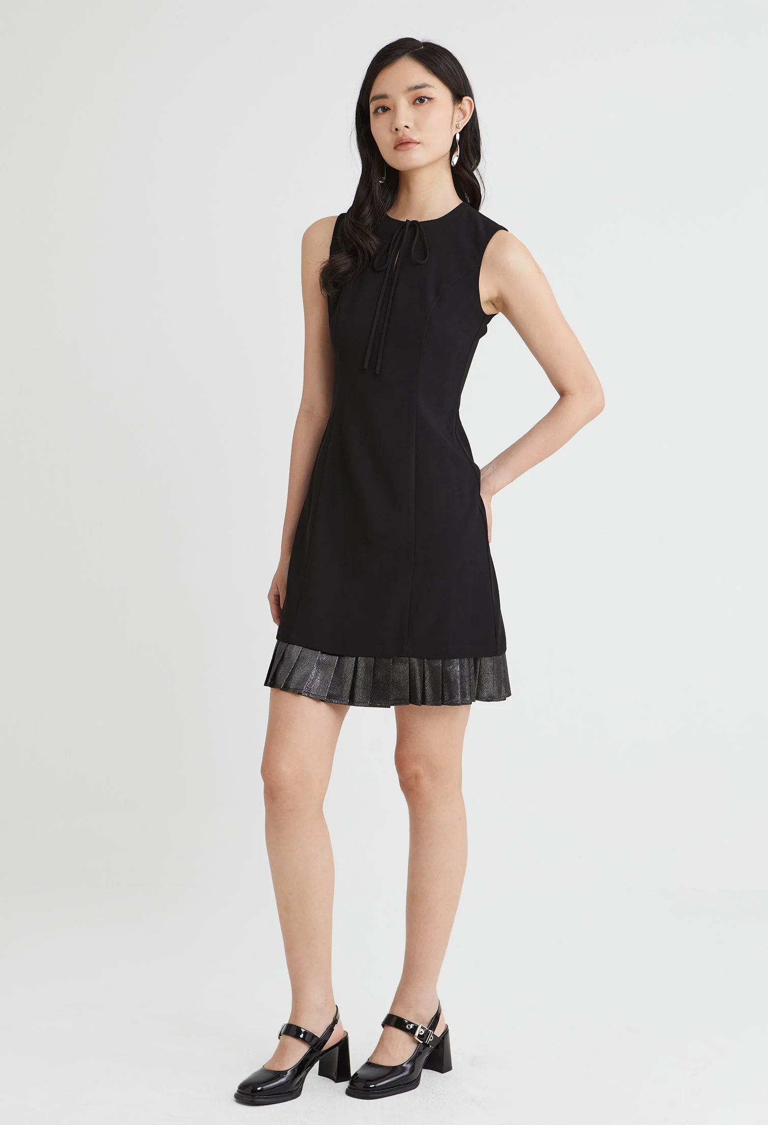 Layered Pleated Midi Dress