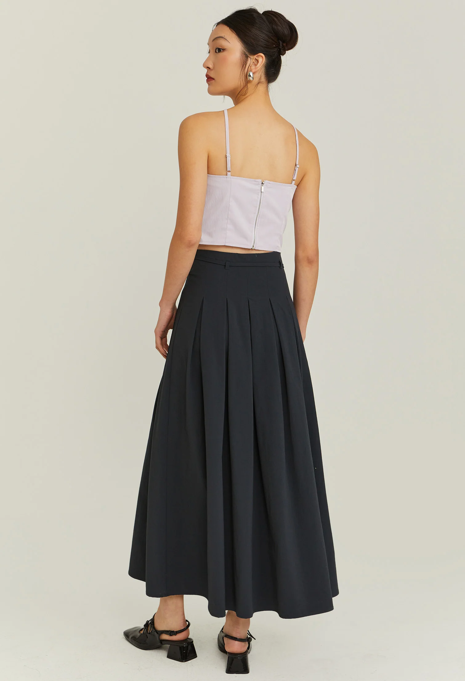 Moonlit Ripple Midi Skirt