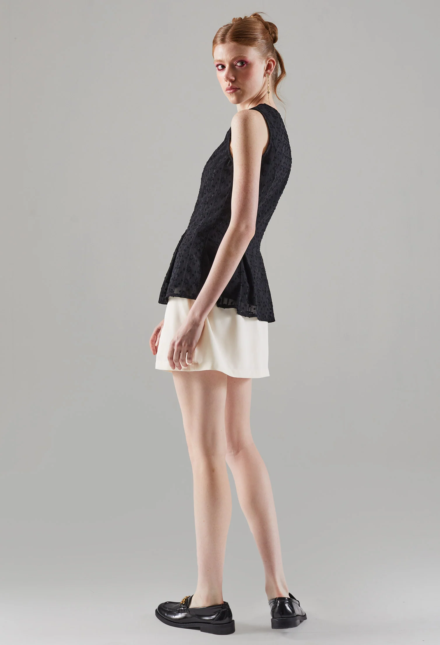 Flared Waistline Sleeveless Top