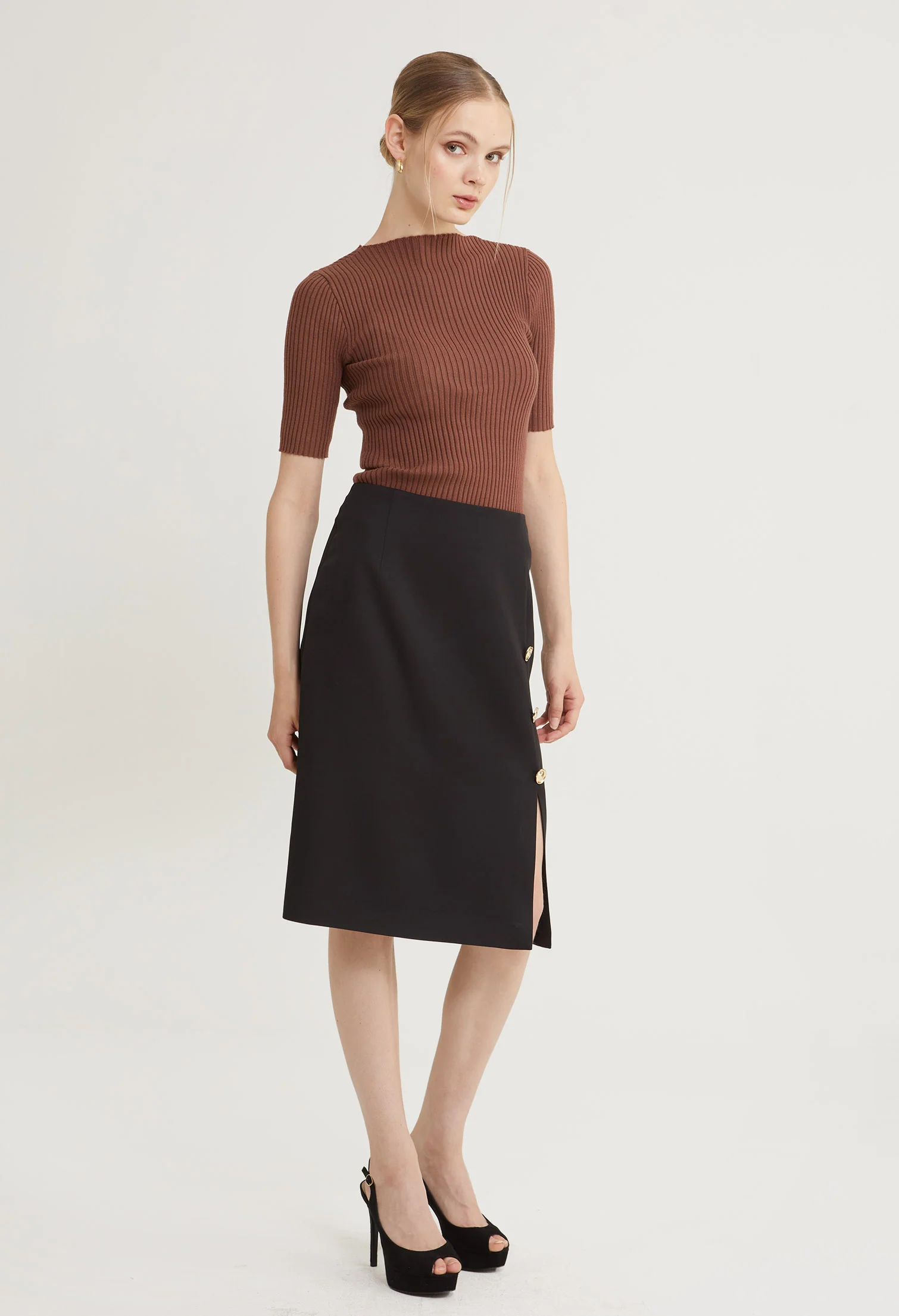 Golden Muse Midi Skirt