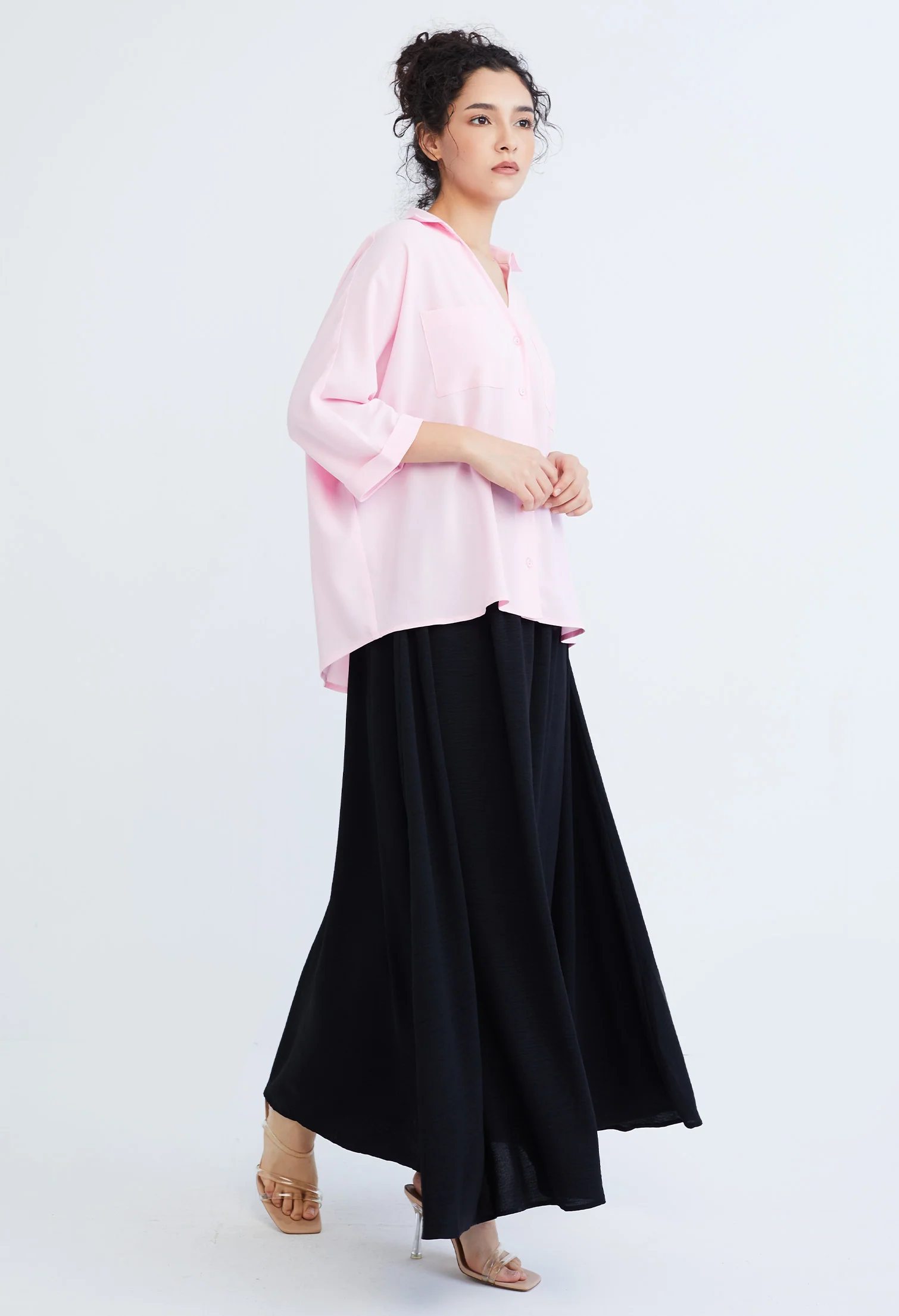 Casual Folded Cuff Sleeve Blouse