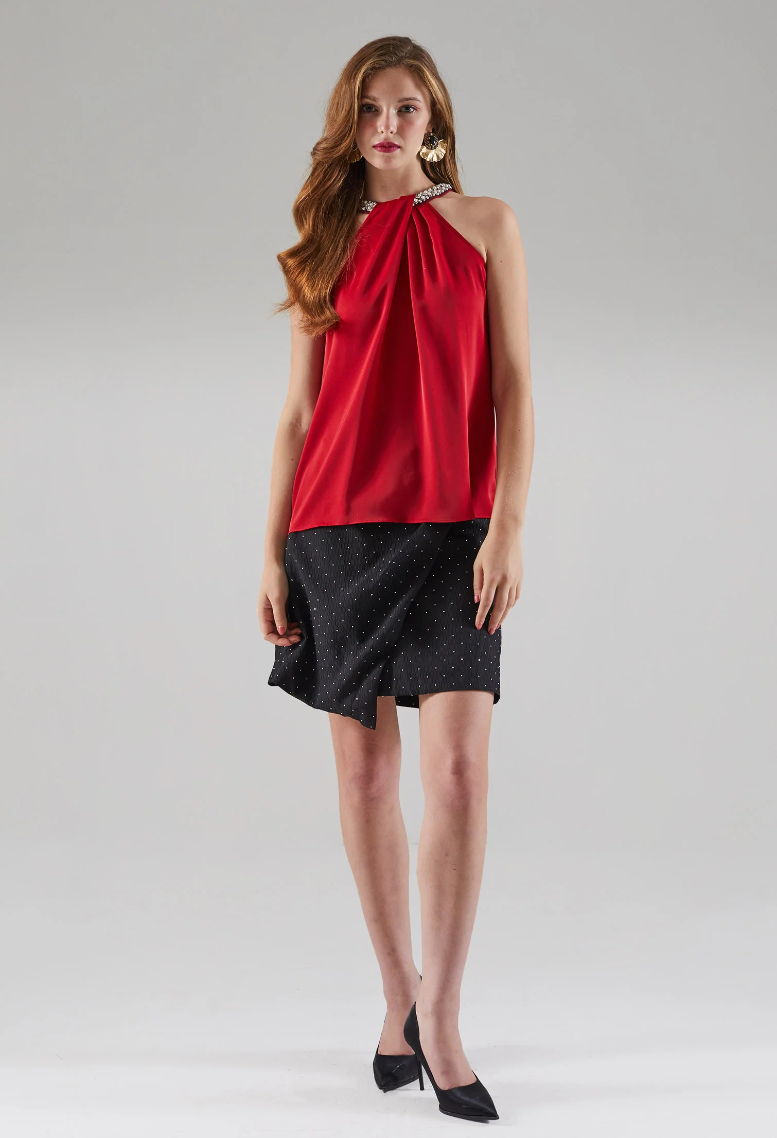 Satin Pearly Sleeveless Top