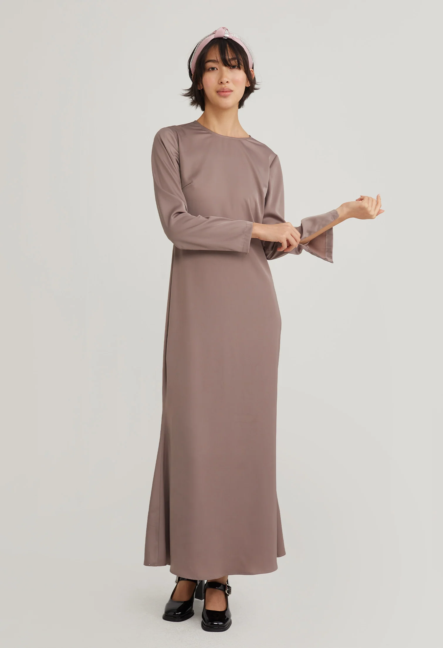 Elegant Satin Long Sleeve Maxi Dress