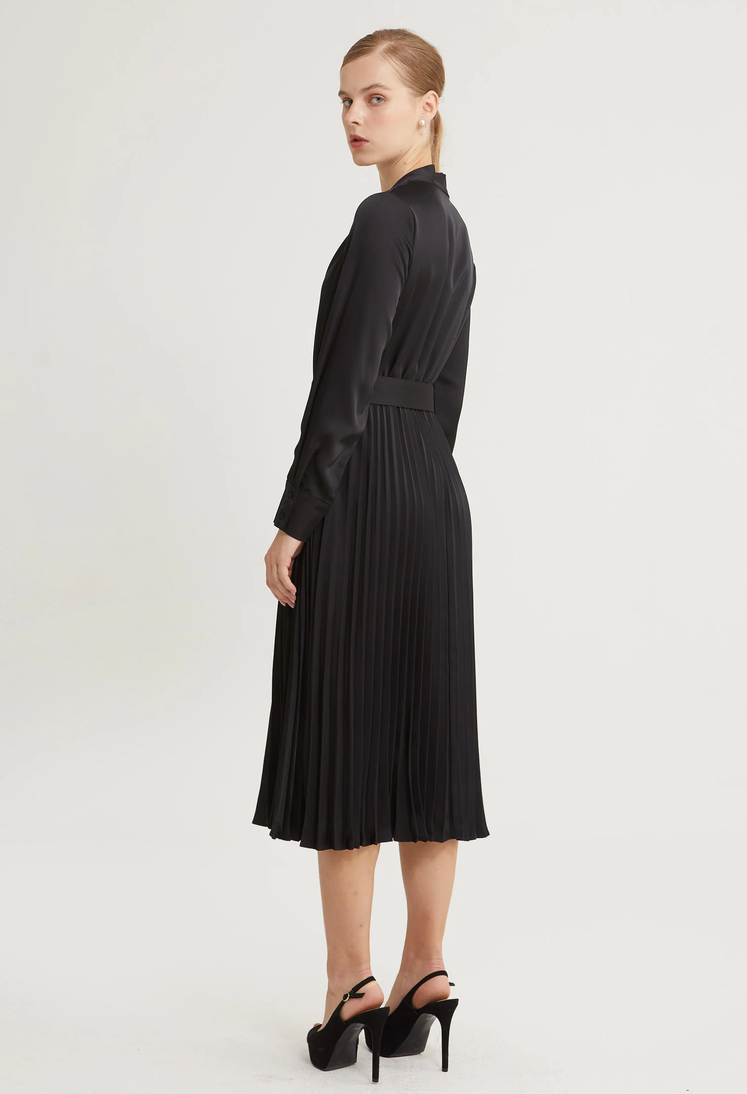 Sway Satin Pleated Midi Dress