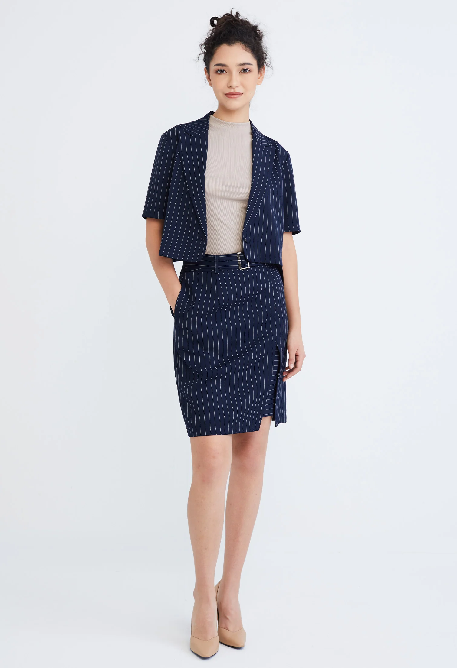 Vertical Striped Mini Skirt