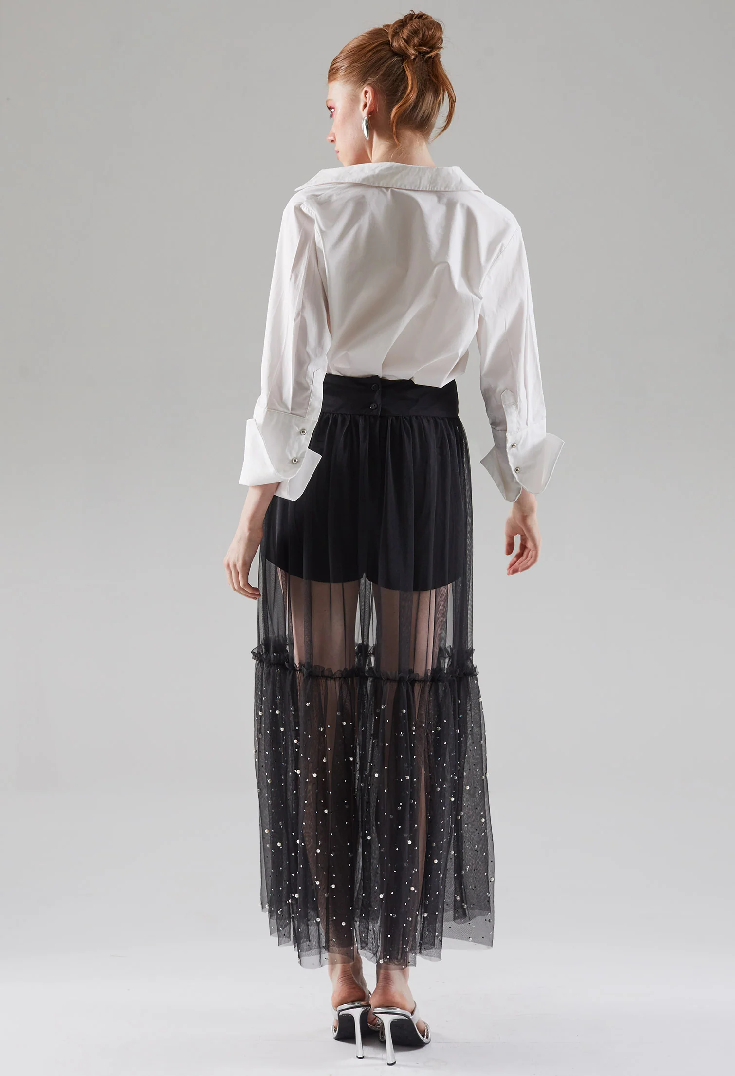 Pearly Chiffon See-through Skirt