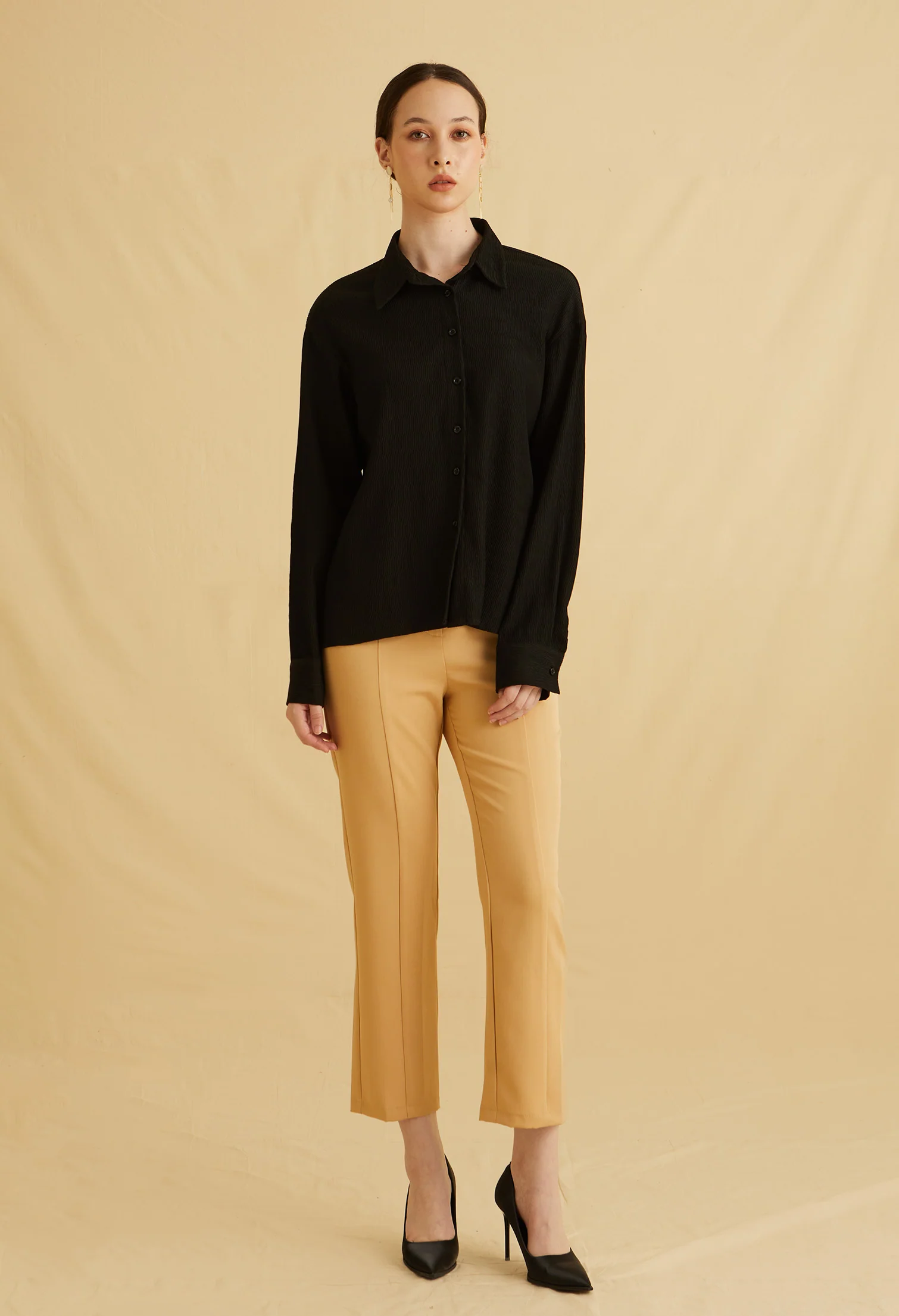 Timeless Textured Button Up Top