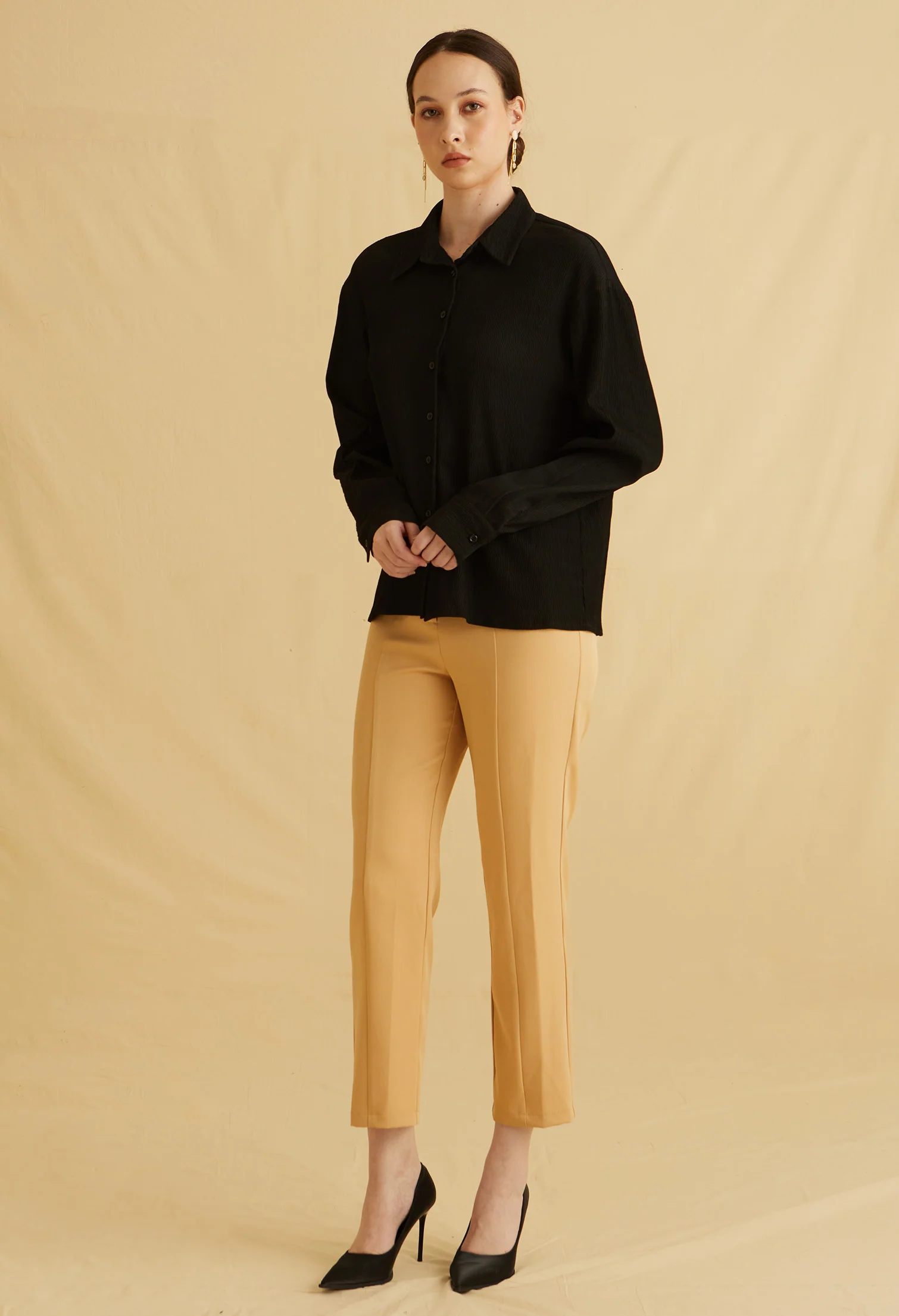 Timeless Textured Button Up Top