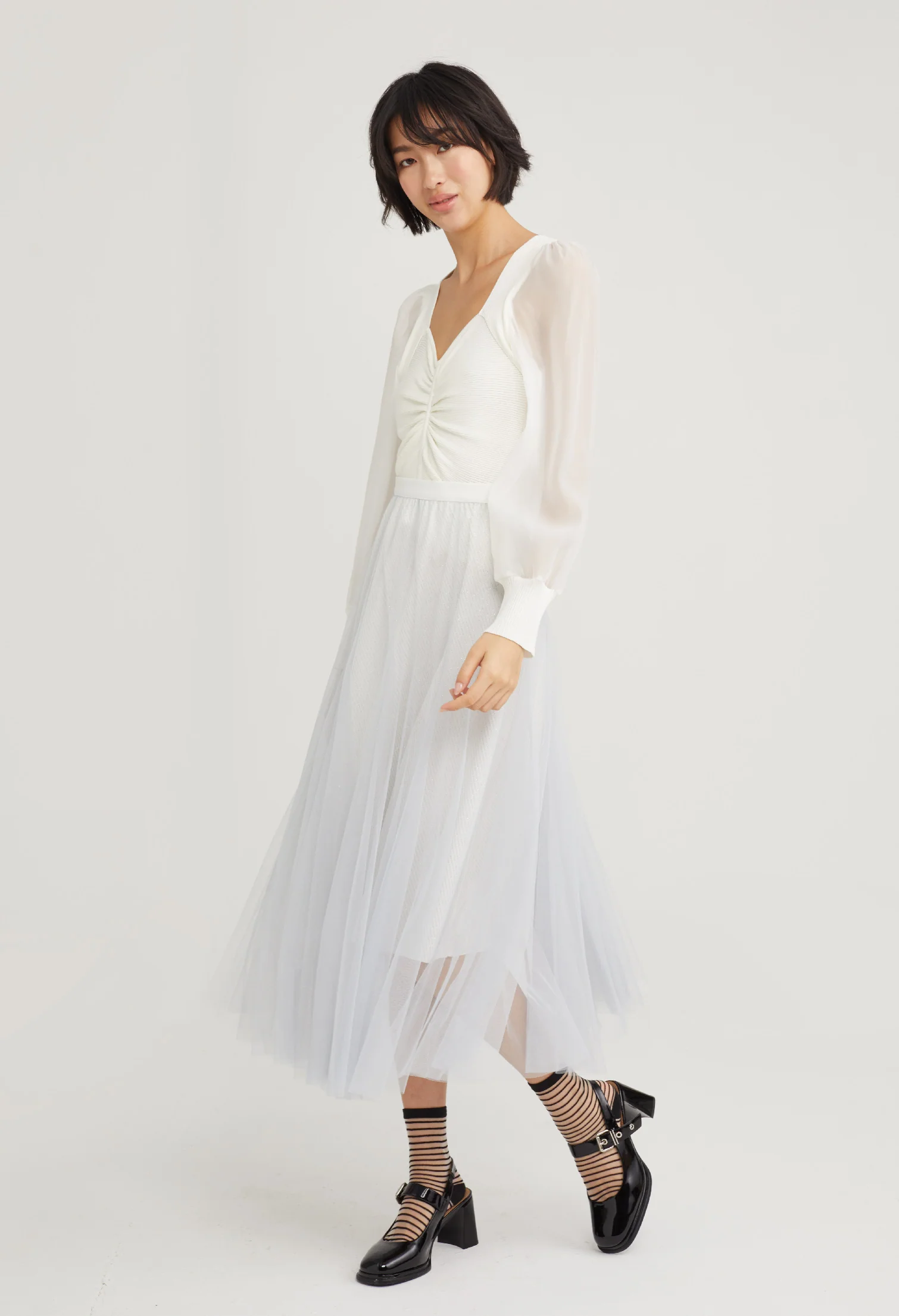 Double Layered Metallic Skirt